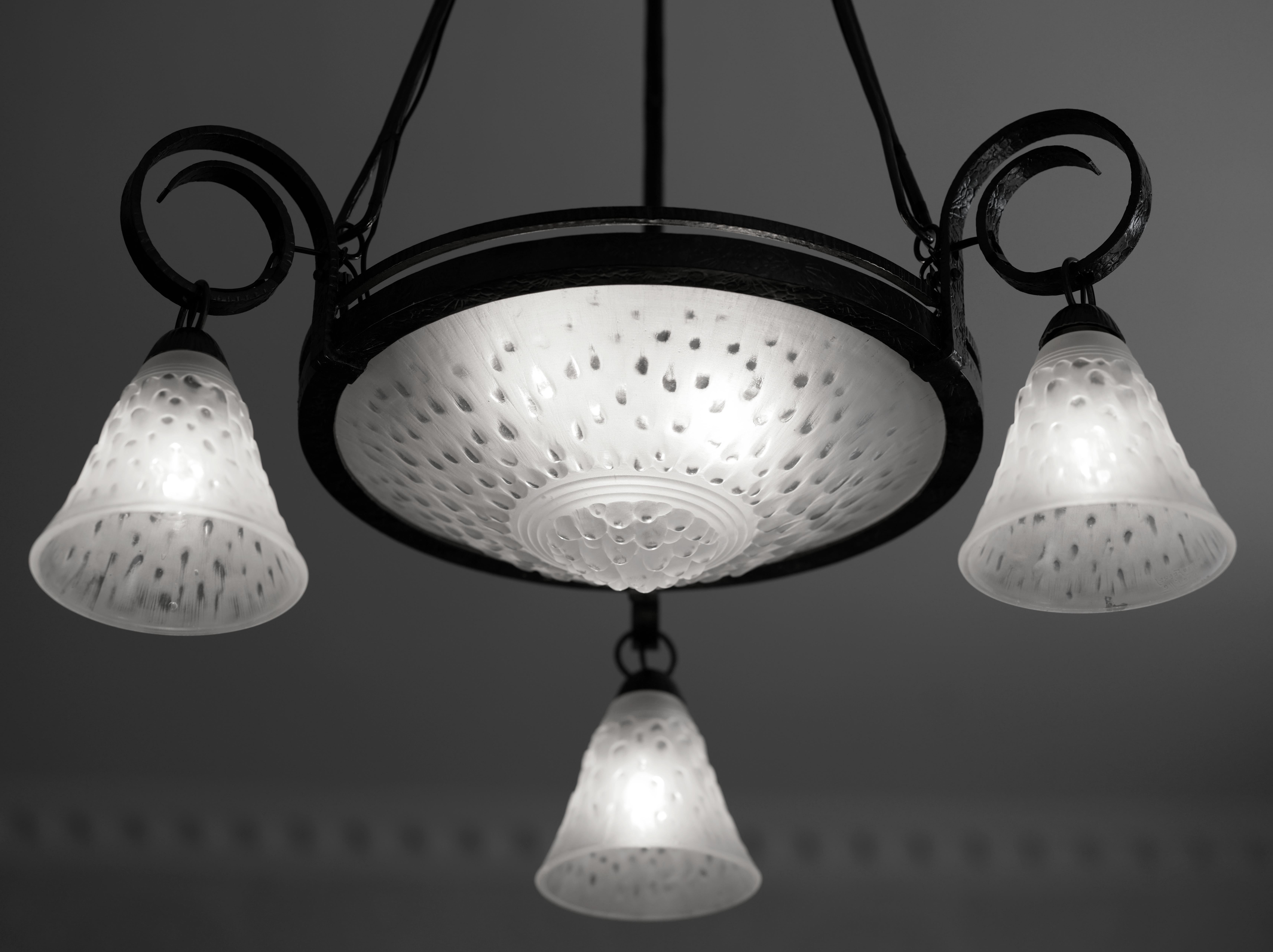 Lampadario a pioggia MULLER FRERES Art Deco, 1920 in vendita 8