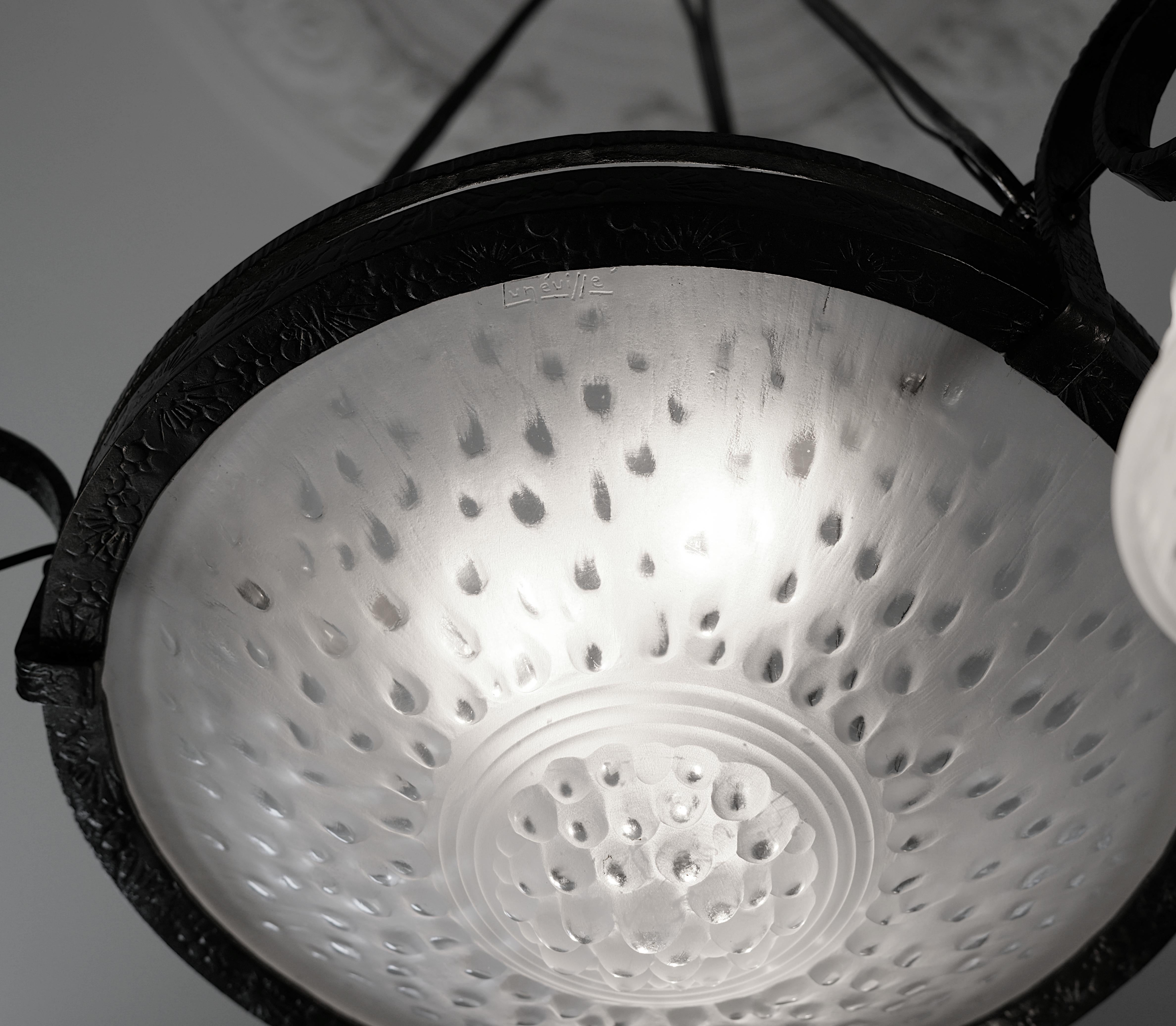 Lampadario a pioggia MULLER FRERES Art Deco, 1920 in vendita 9