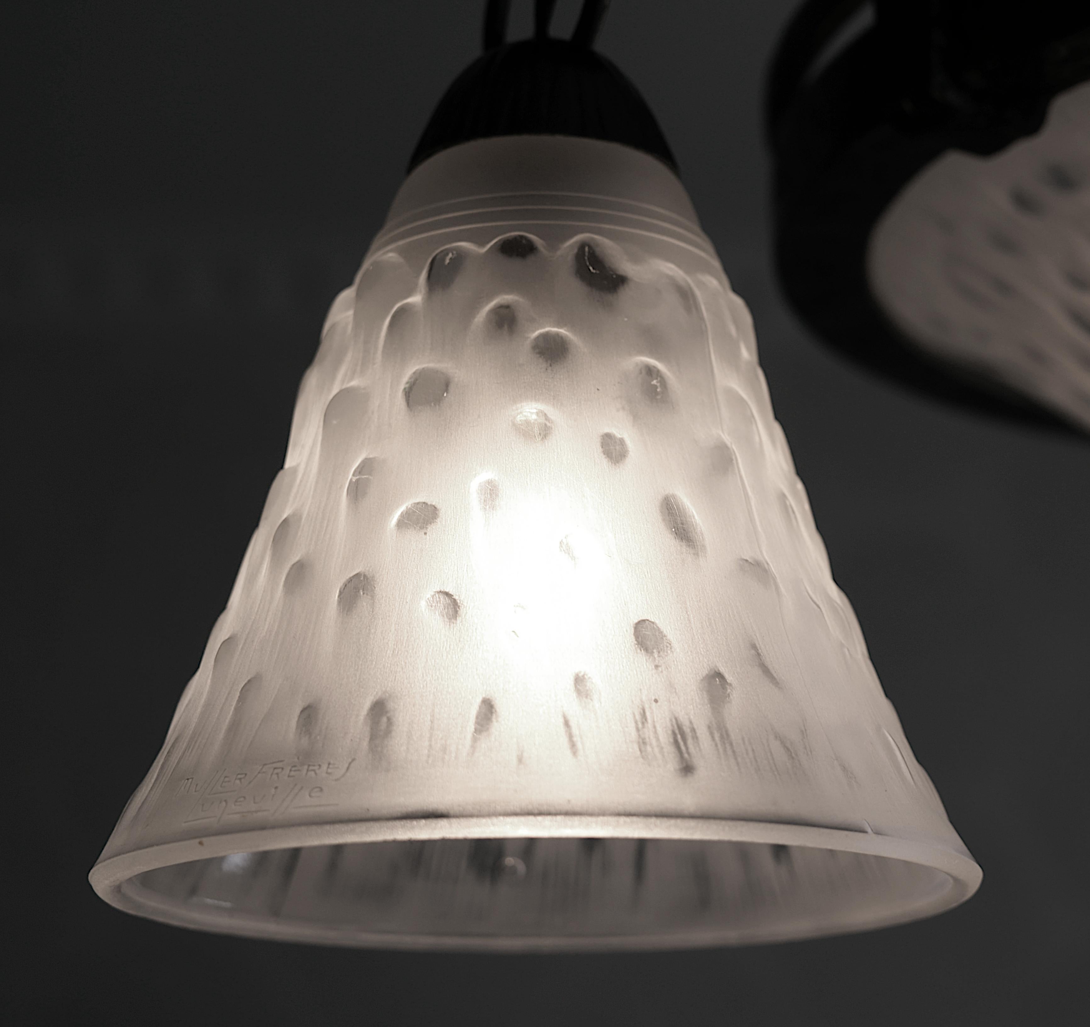 Lampadario a pioggia MULLER FRERES Art Deco, 1920 in vendita 2