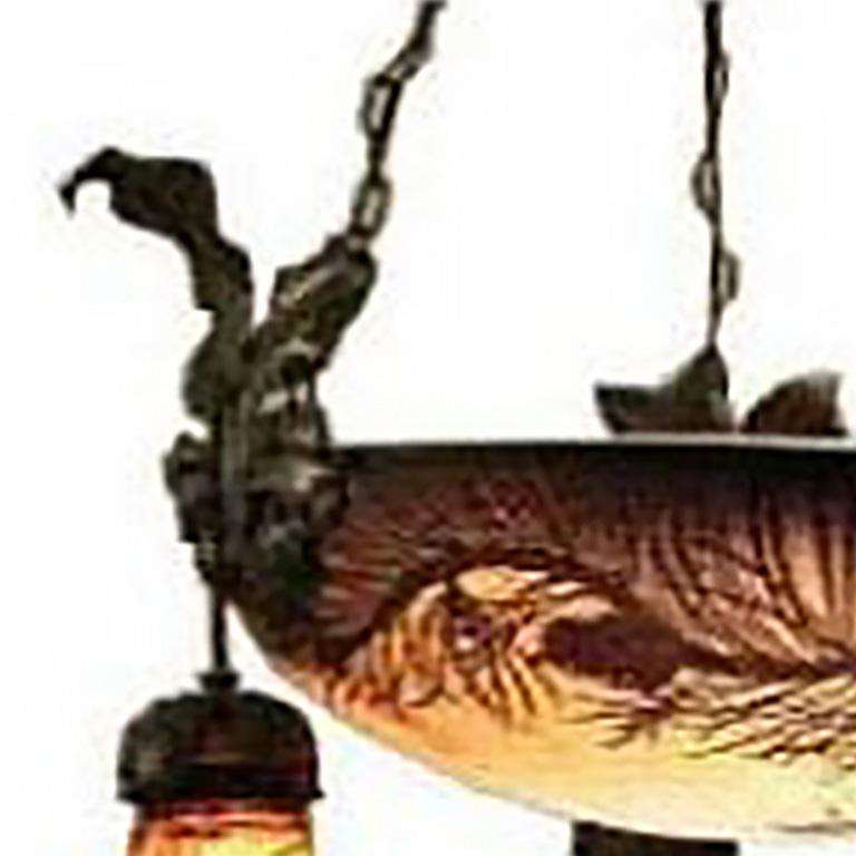 20th Century Muller Freres Cameo Glass Chandelier For Sale
