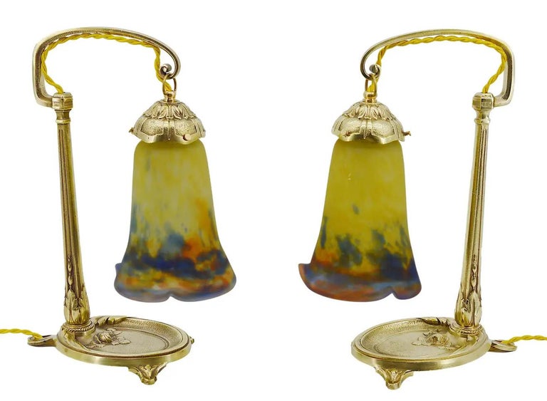 Muller Freres and Charles Ranc French Art Deco Pair of Table Lamps, Ca ...
