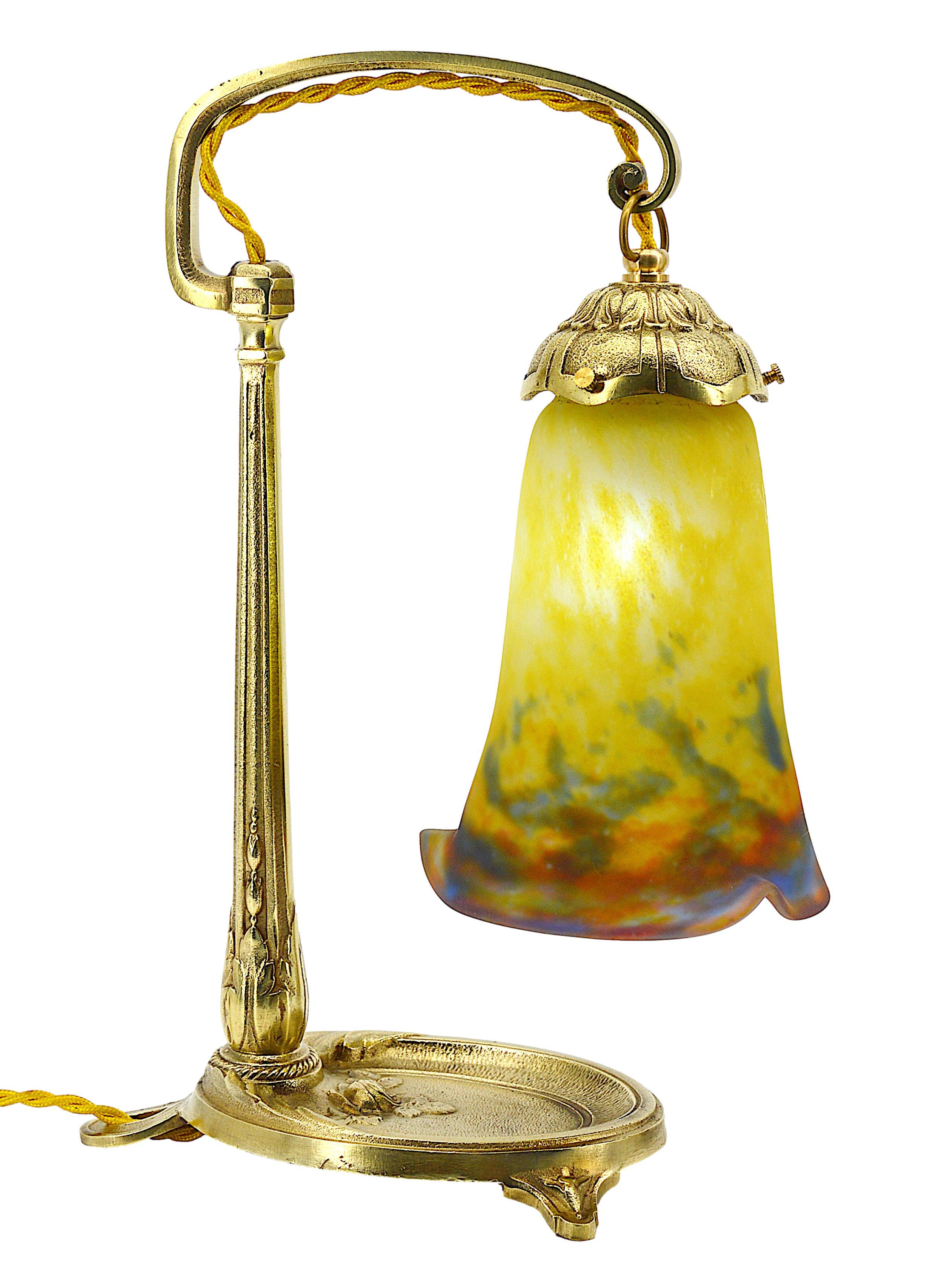 Muller Freres & Charles Ranc French Art Deco Pair of Table Lamps, Ca.1920 For Sale 3