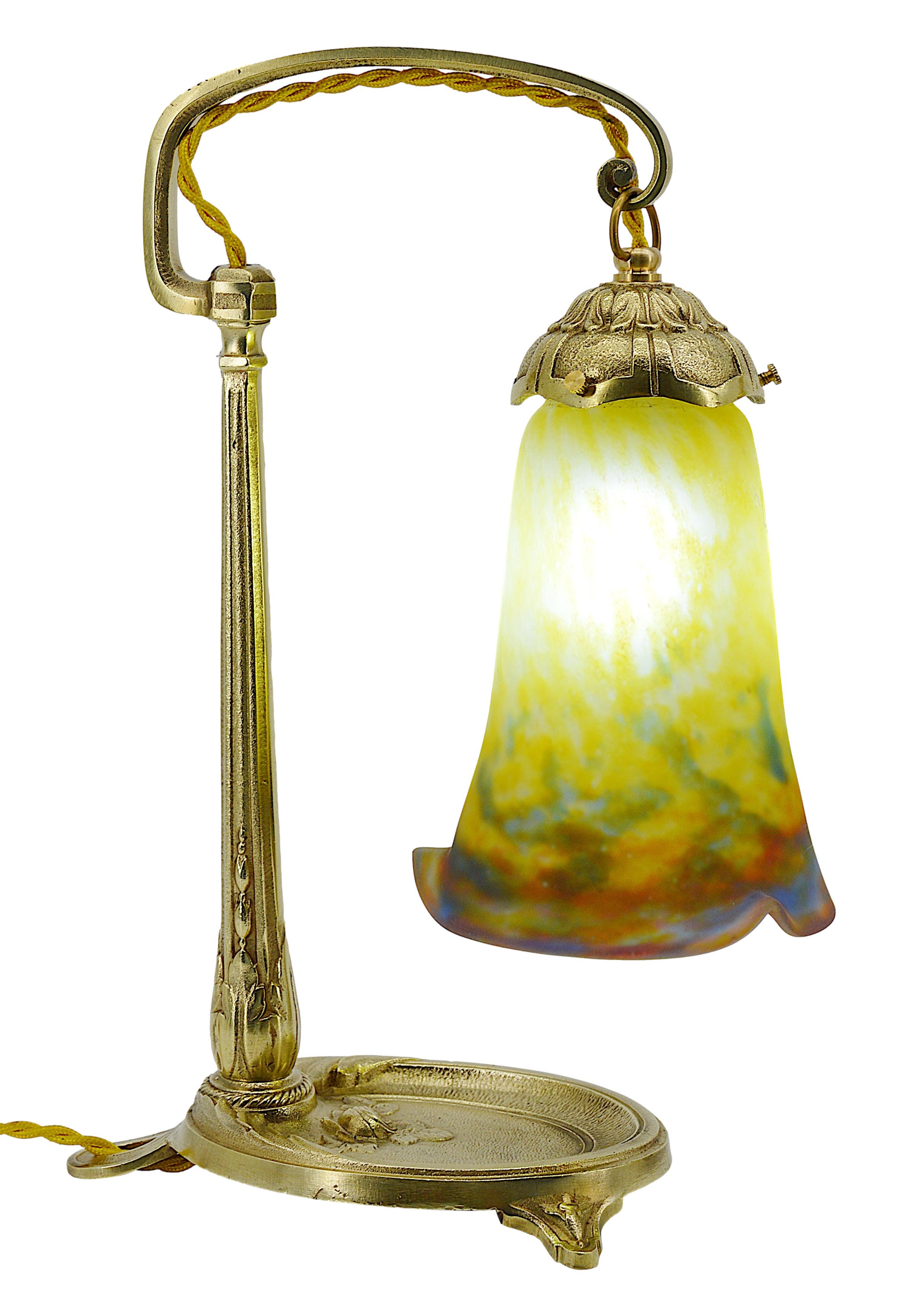 Muller Freres & Charles Ranc French Art Deco Pair of Table Lamps, Ca.1920 For Sale 4