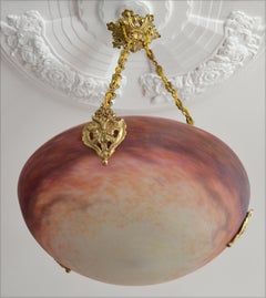Muller Freres & Charles Ranc French Art Deco Pendant Chandelier, Early 1920s