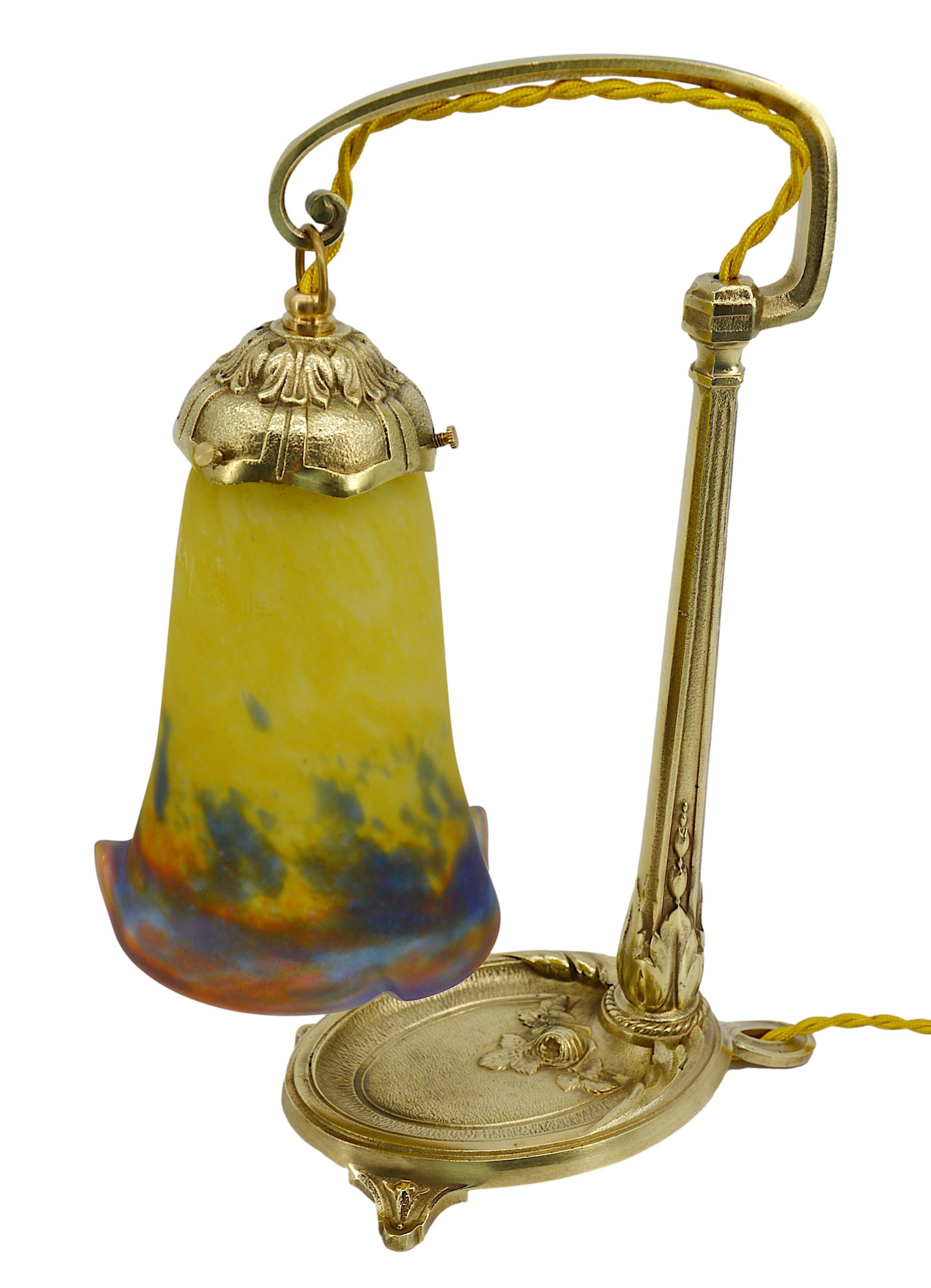French Muller Freres & Charles Ranc Pair of Table Lamps, 1920 For Sale