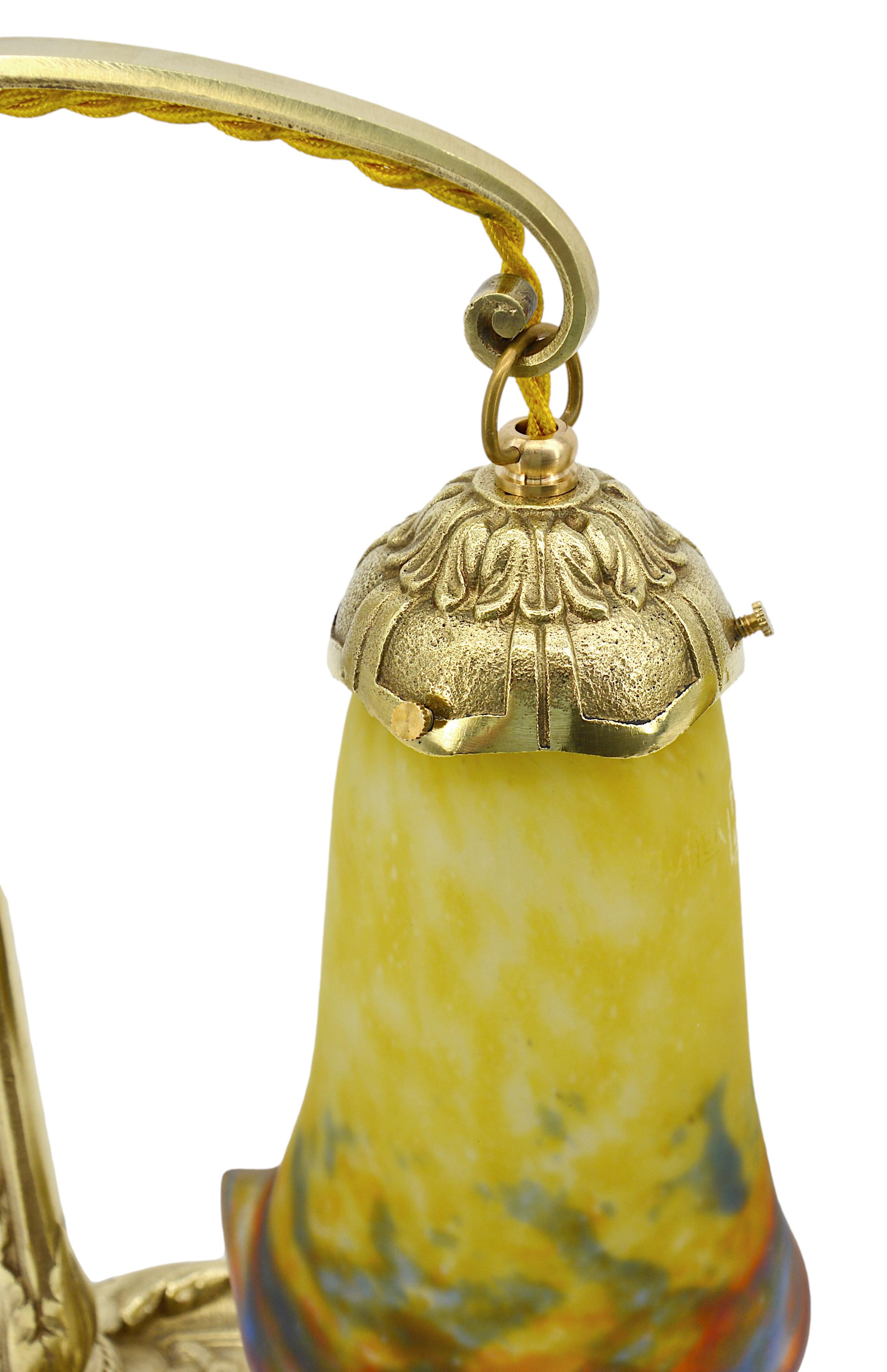 Muller Freres & Charles Ranc Pair of Table Lamps, 1920 In Excellent Condition For Sale In Saint-Amans-des-Cots, FR