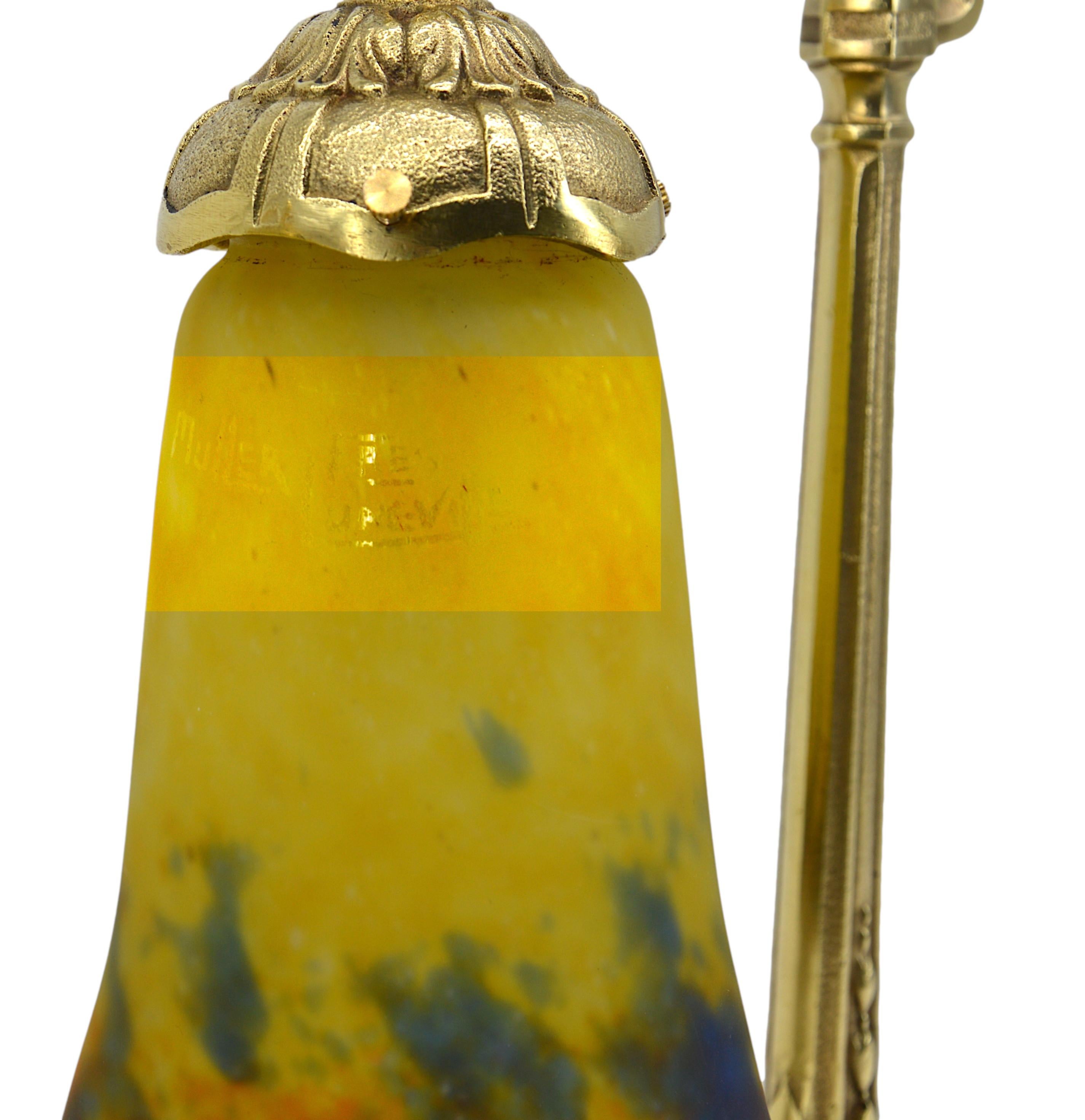 Early 20th Century Muller Freres & Charles Ranc Pair of Table Lamps, 1920 For Sale