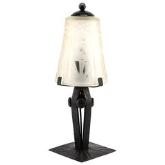 Antique Muller Freres & Fag French Art Deco Table Lamp, Late 1920s