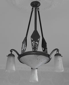 Muller Frères/ Fag La Maitrise Französischer Art-Déco-Kronleuchter:: um 1925