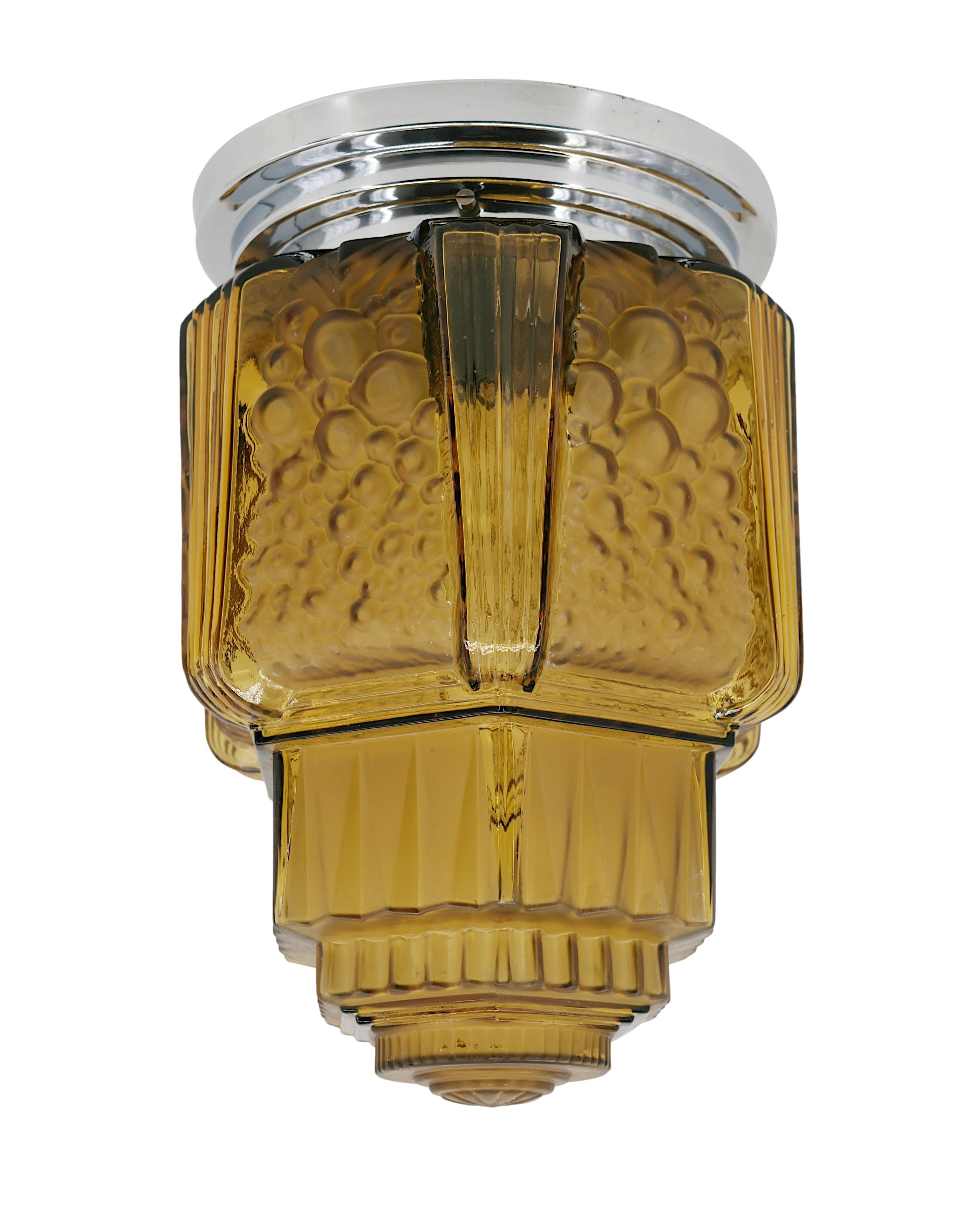 French Muller Freres Art Deco Flush Mount, 1920 For Sale