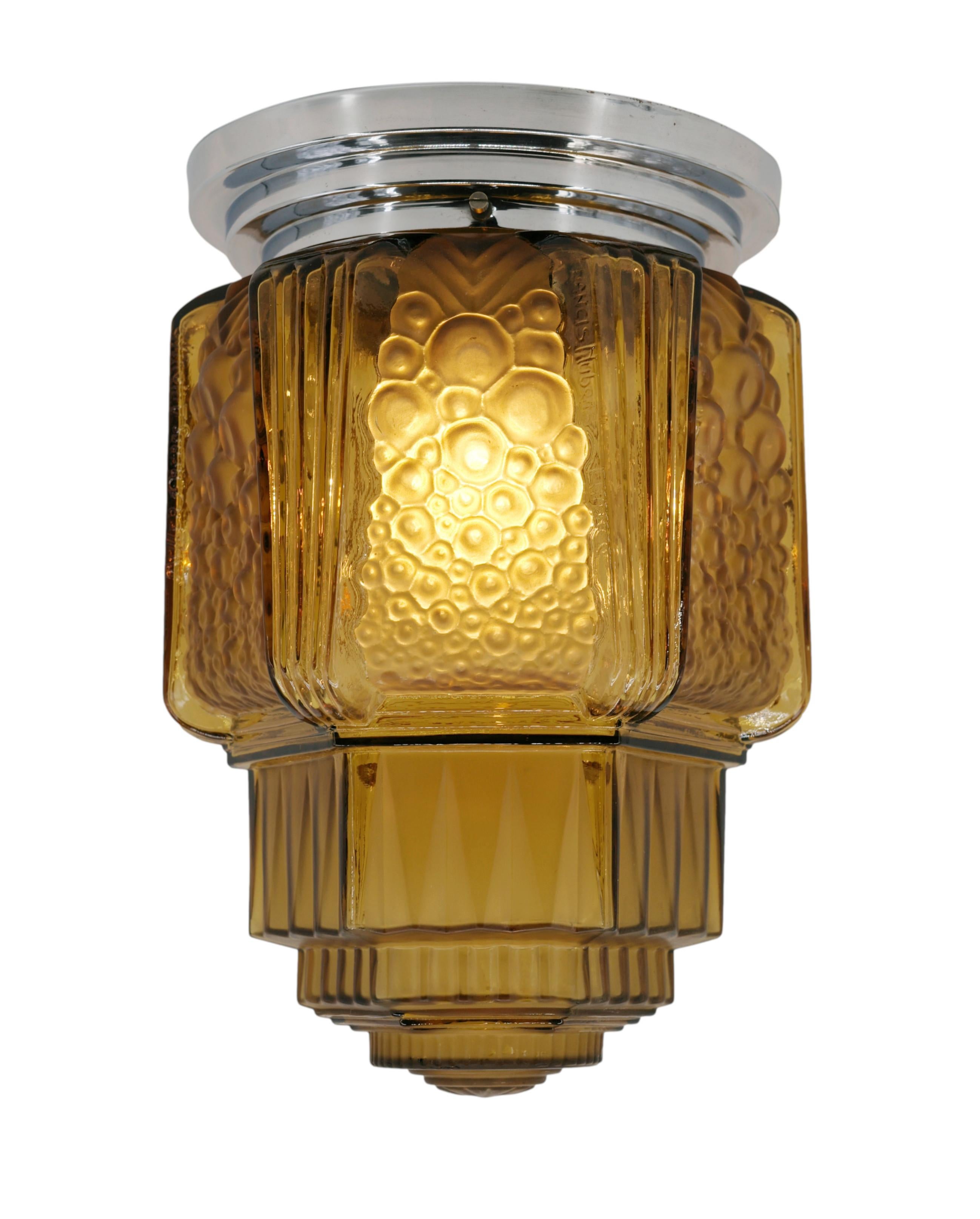 Molded Muller Freres Art Deco Flush Mount, 1920 For Sale