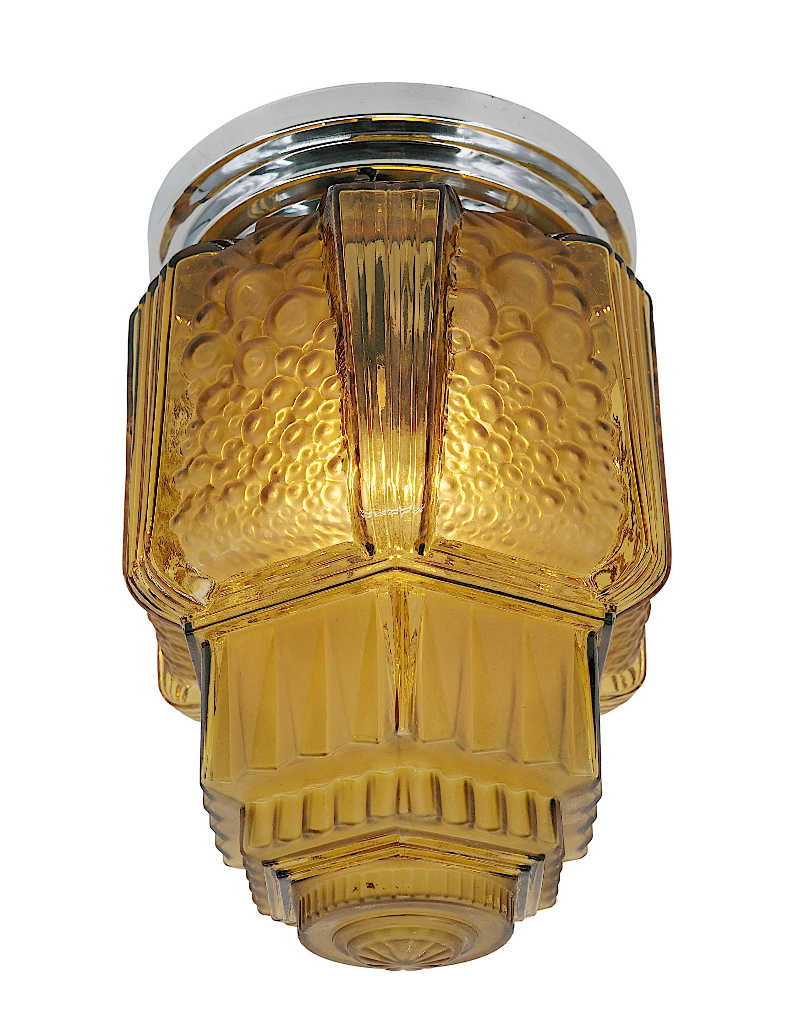 Glass Muller Freres Art Deco Flush Mount, 1920 For Sale