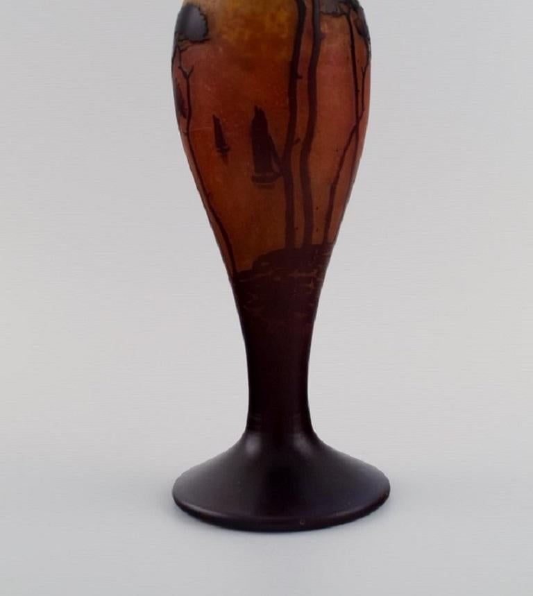 Early 20th Century Muller Frères, France, Vase in Smoky and Dark Art Glass, 1920s For Sale