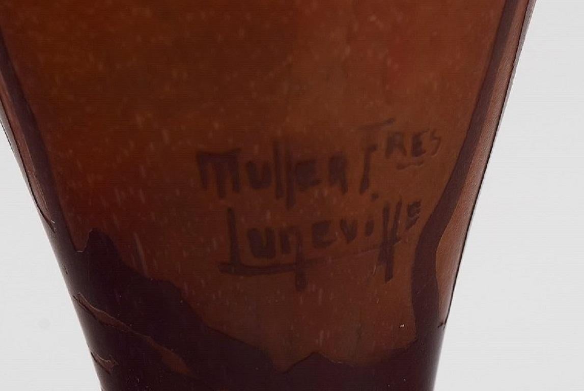 Muller Frères, Francia, Vaso in vetro artistico fumé e scuro, anni '20 in vendita 1