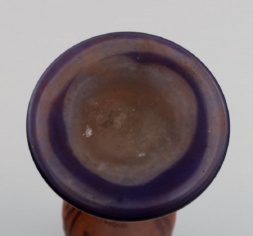 Muller Frères, France, Vase in Smoky and Dark Art Glass, 1920s For Sale 3