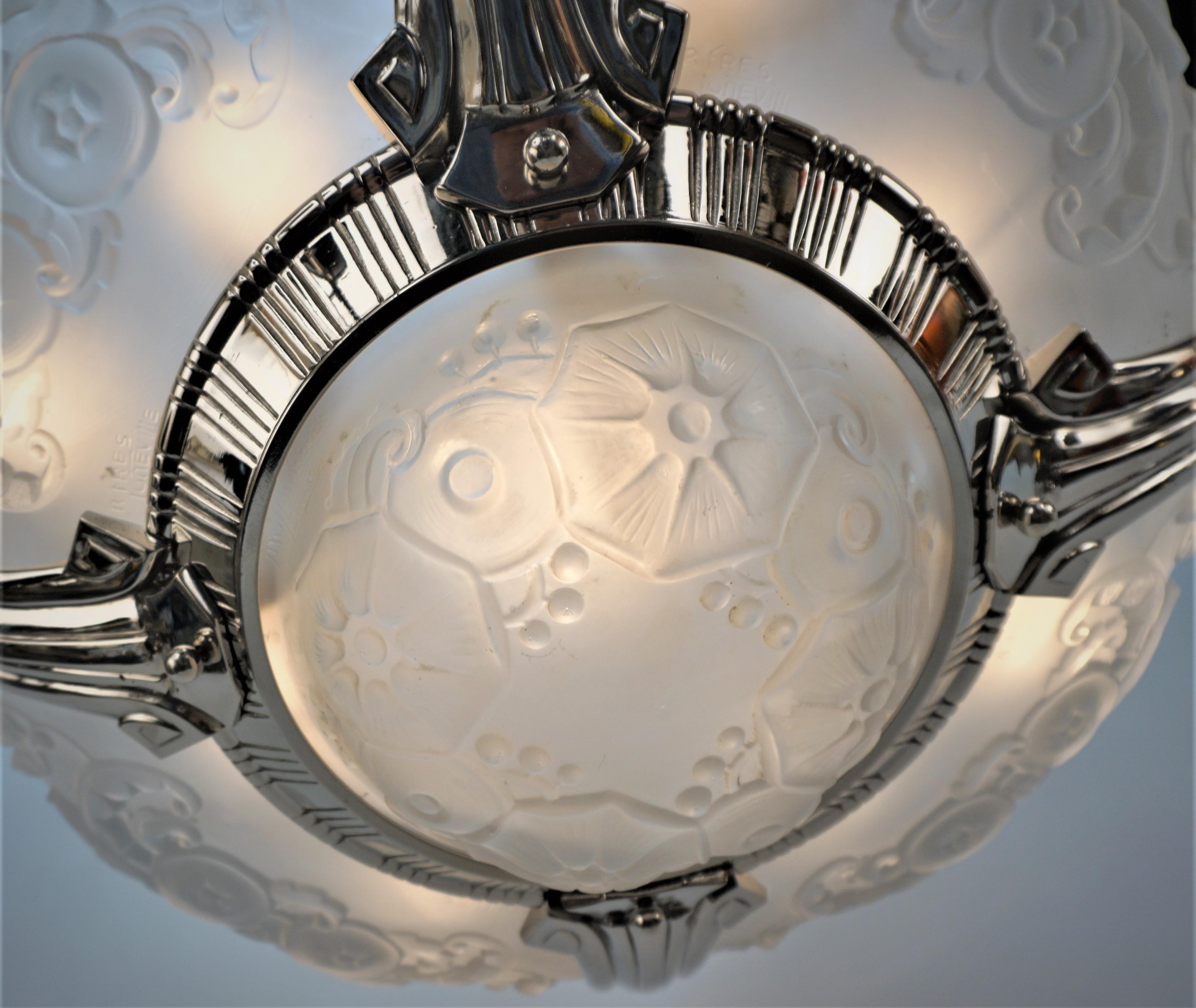 Début du 20ème siècle Lustre Art Déco français Muller Freres de 1930 en vente