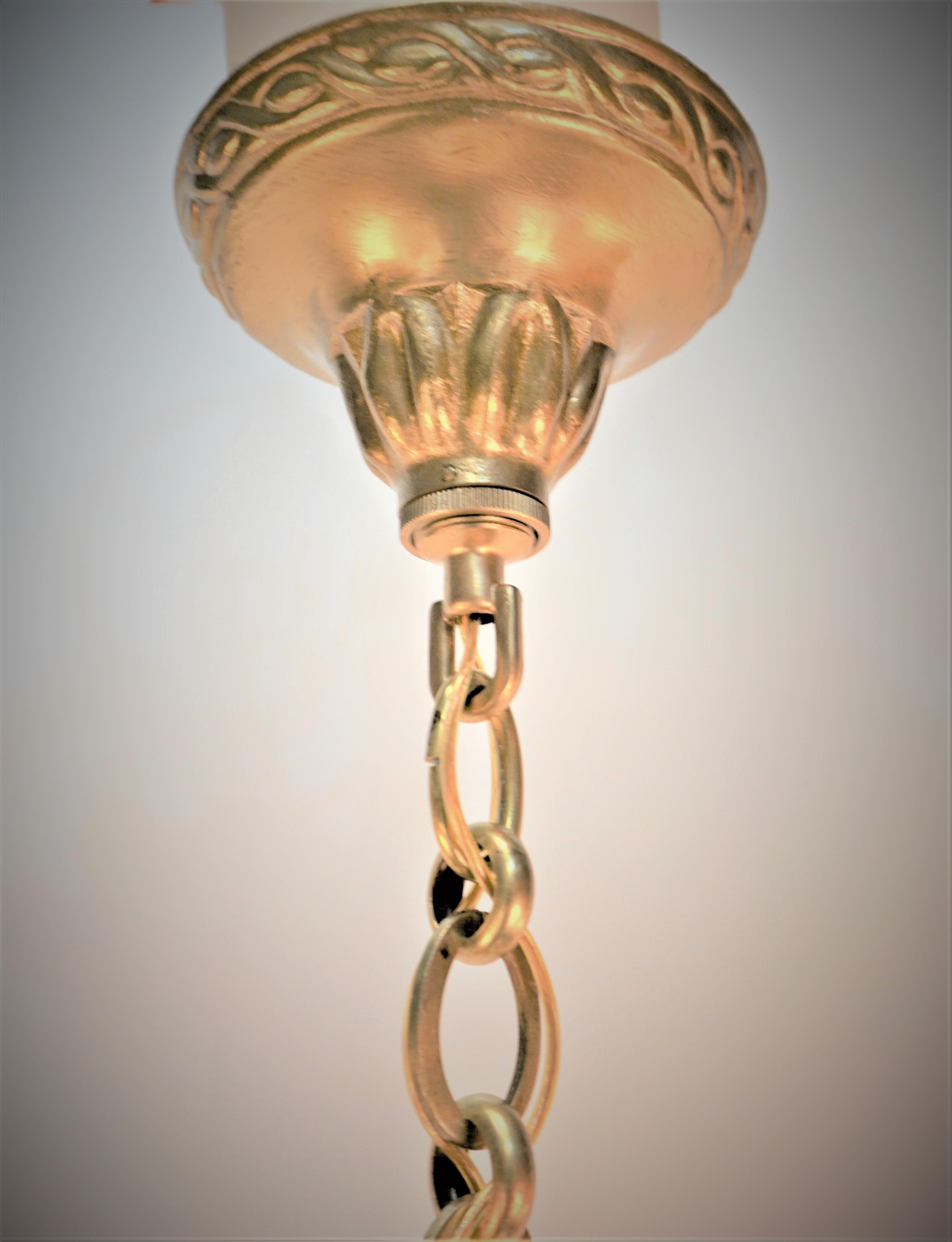 Bronze Lustre suspendu Art déco français de 1930 freres Muller (4 en stock) en vente