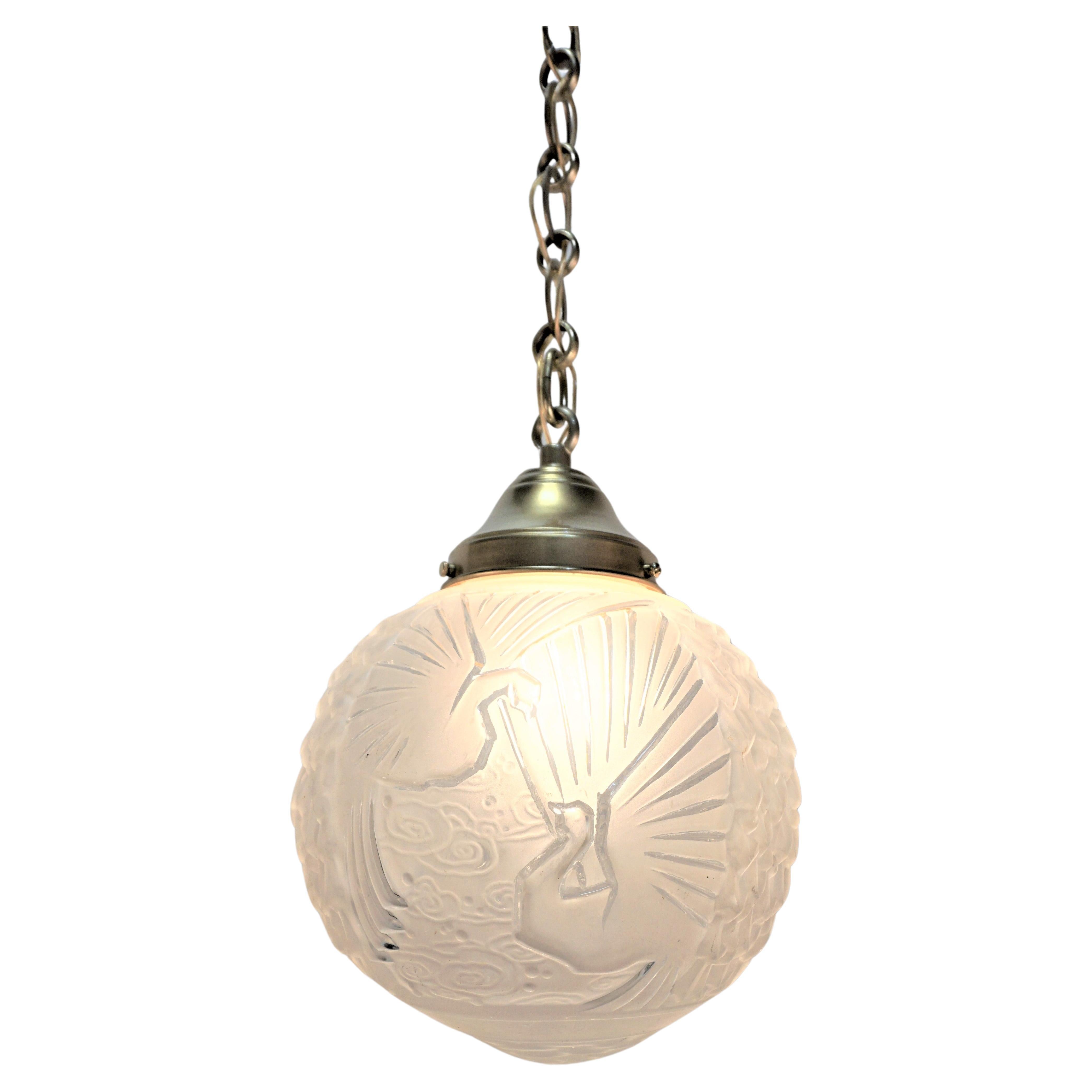 Muller freres French 1930 art deco pendant chandelier (4 in stock) For Sale