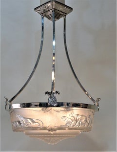 Muller Frères Französischer Art Déco-Kronleuchter der 1930er Jahre, Panther