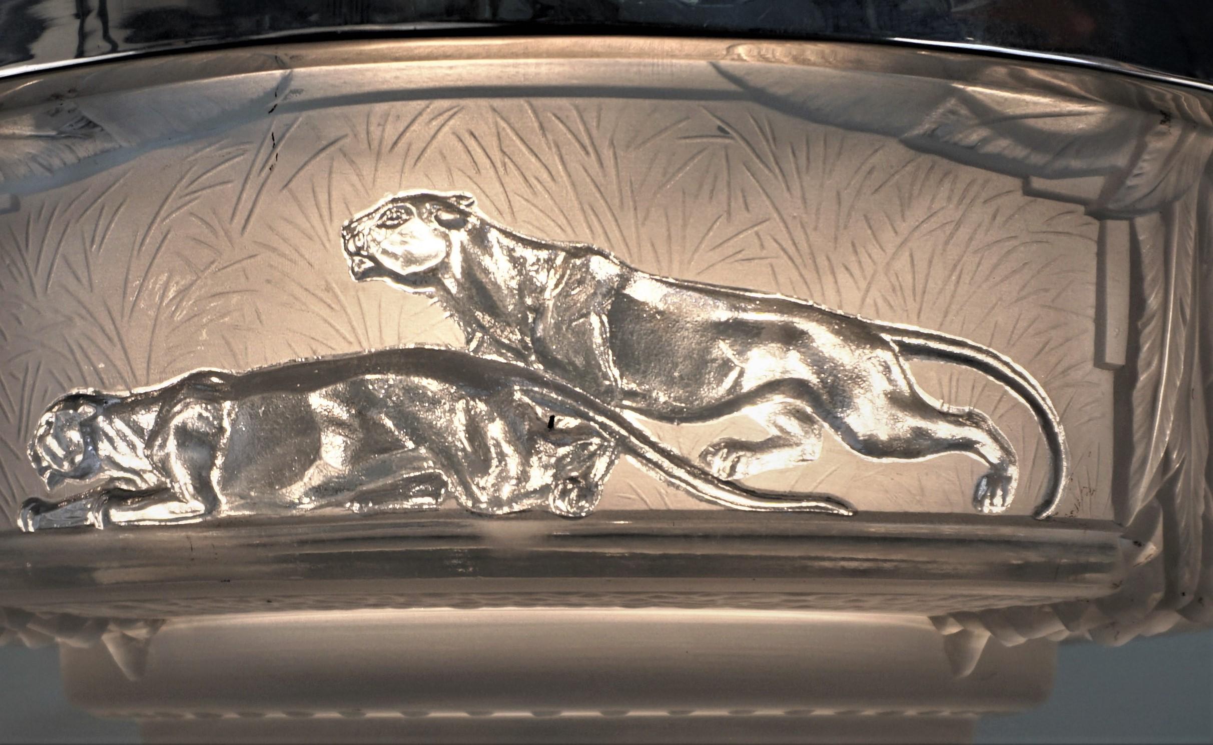 Francese Lampadario Art Deco francese degli anni '30 di Muller Frères, Pantera