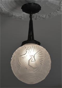 Muller Freres French Art Deco Bird Ceiling-Light, circa 1925