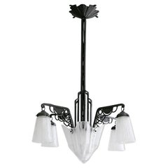 Muller Freres French Art Deco Chandelier, 1920