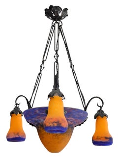 Muller Freres Französischer Art Déco-Kronleuchter, 1920