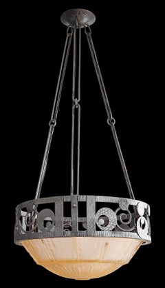 Araña colgante francesa Art Déco de Muller Freres, 1920