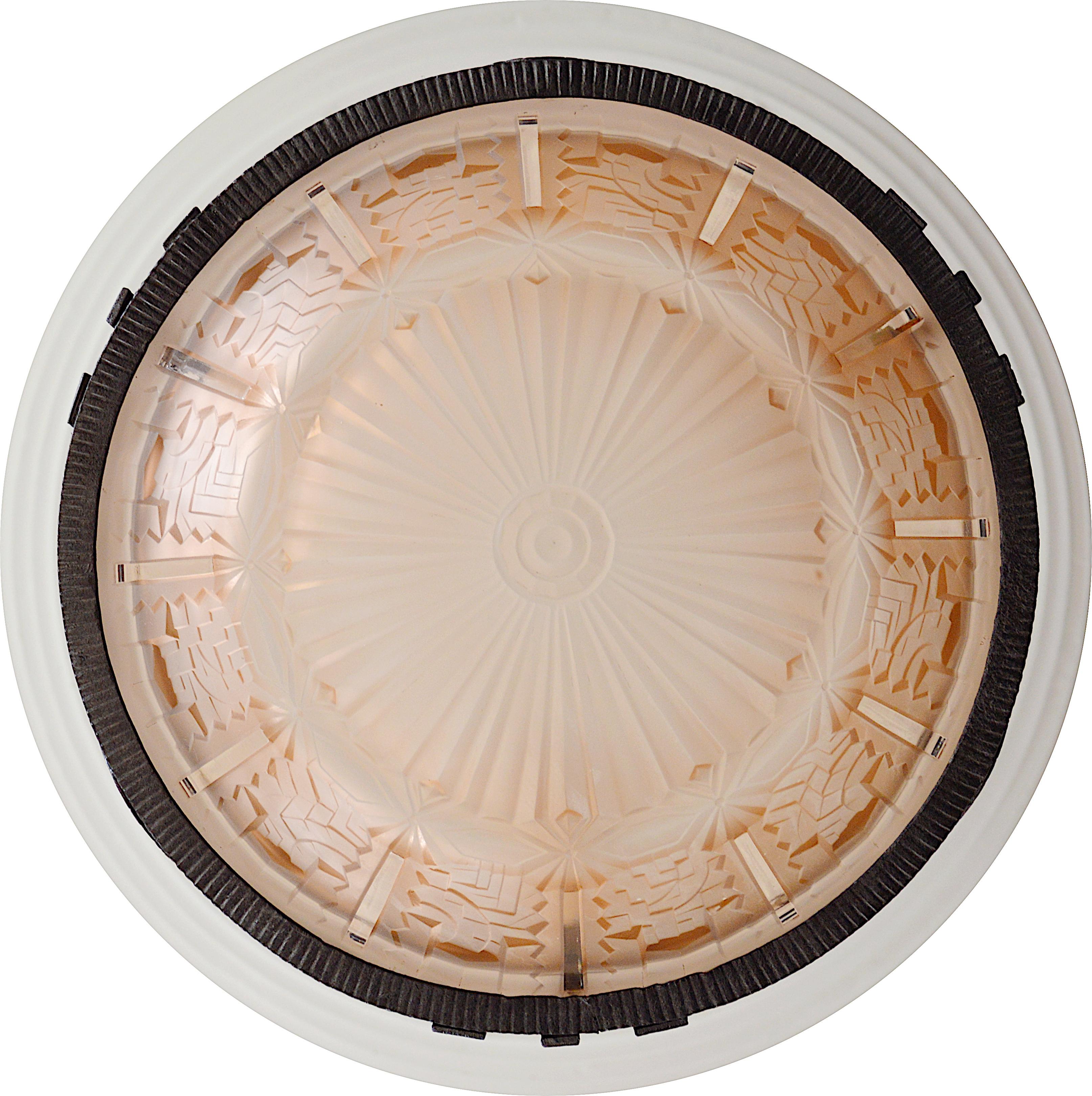 Inizio XX secolo Lampadario a sospensione Art Deco francese di Muller Freres, 1920 in vendita