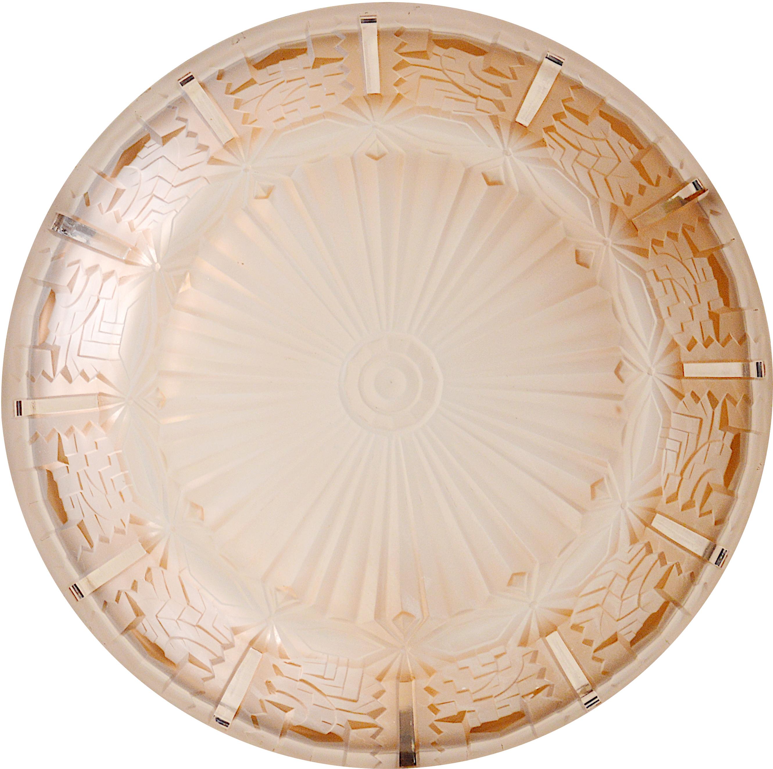 Vetro Lampadario a sospensione Art Deco francese di Muller Freres, 1920 in vendita