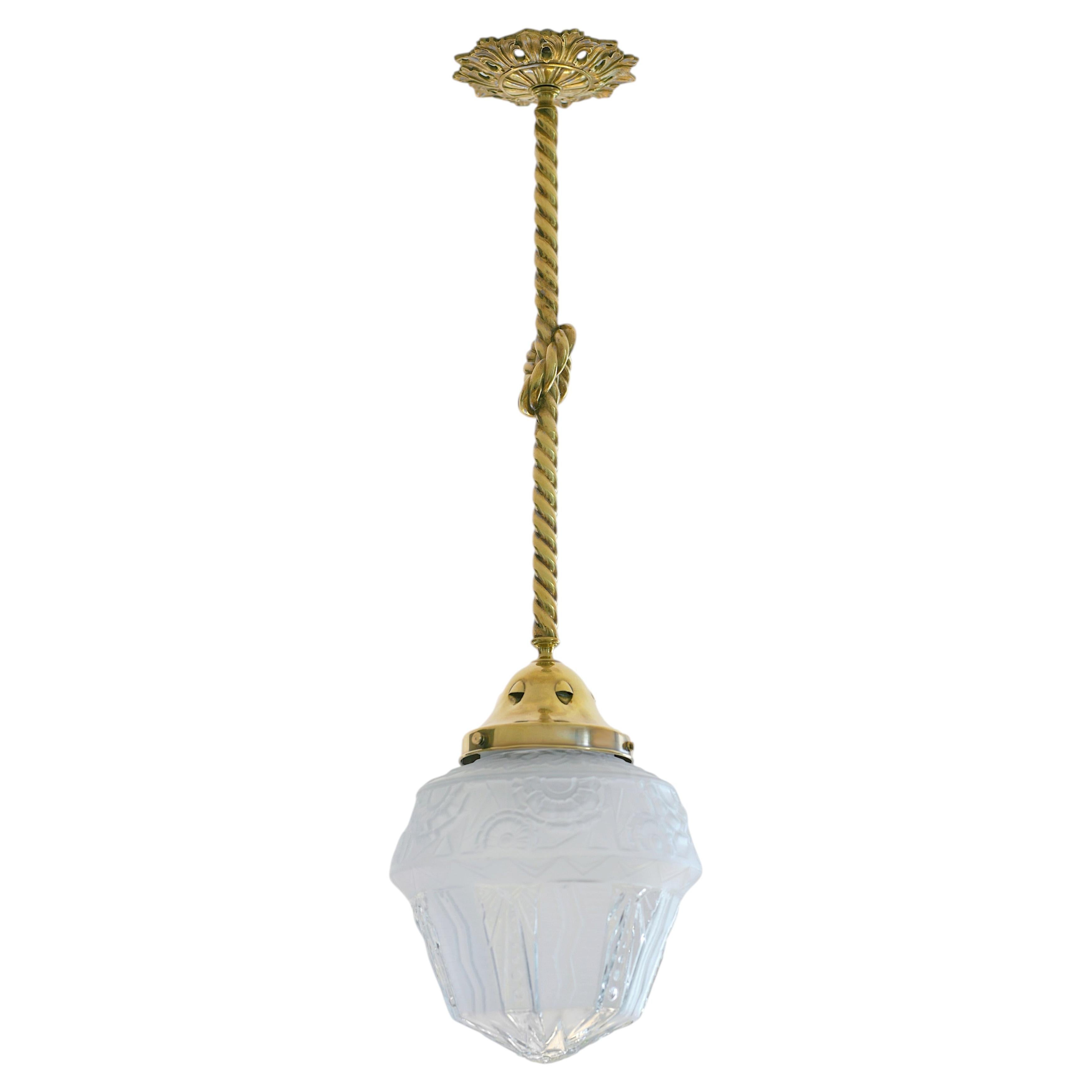 Muller Freres French Art Deco Pendant Chandelier, 1920