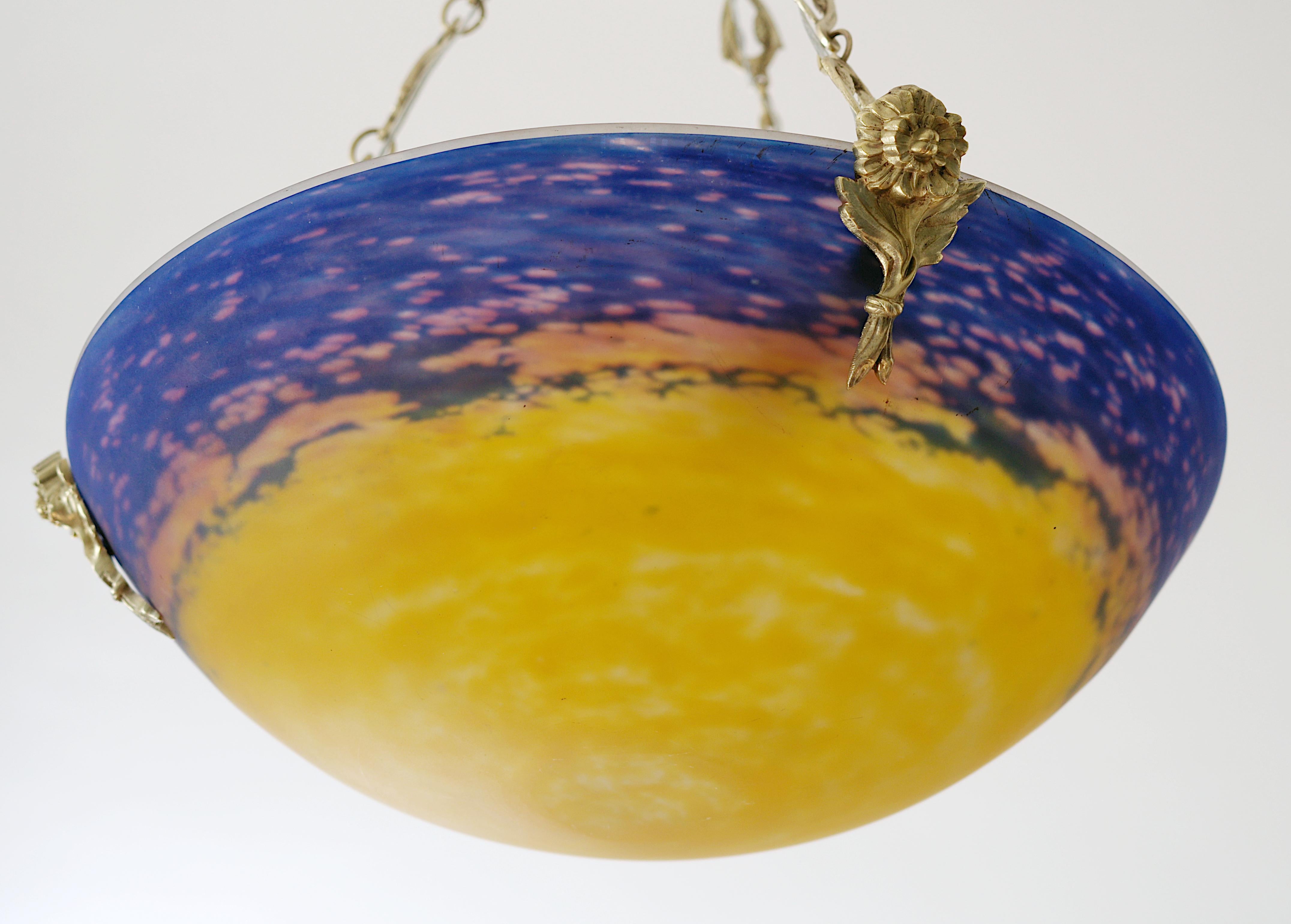 Muller Freres French Art Deco Pendant Chandelier, 1920 6