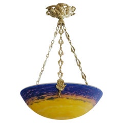Muller Freres French Art Deco Pendant Chandelier, 1920