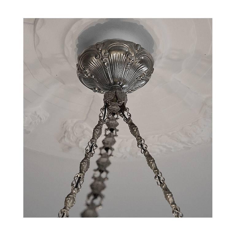 Metal Muller Freres French Art Deco Pendant Chandelier, 1925