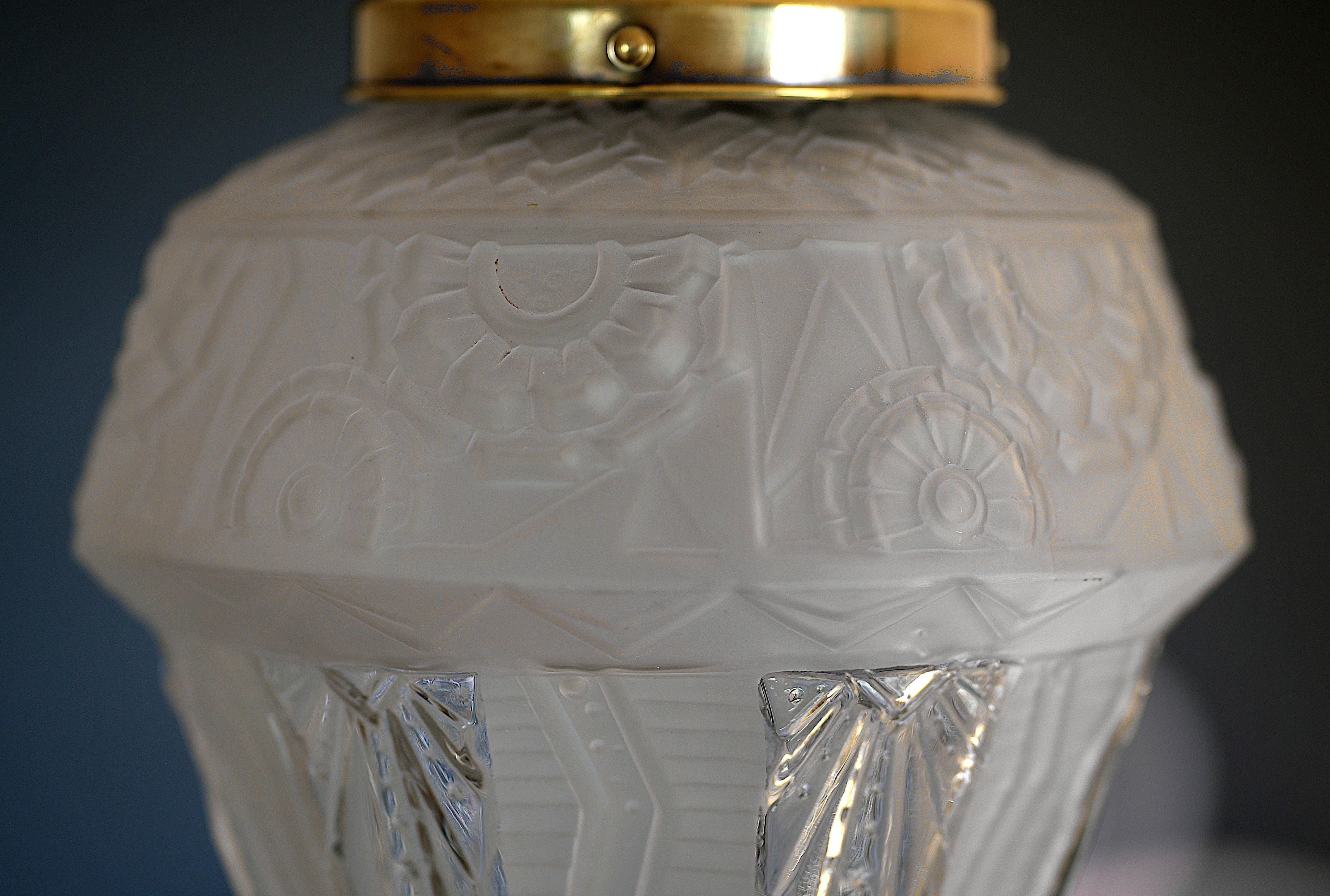 Lustre à pendentif Iler Frères, art déco français, 1920 en vente 2
