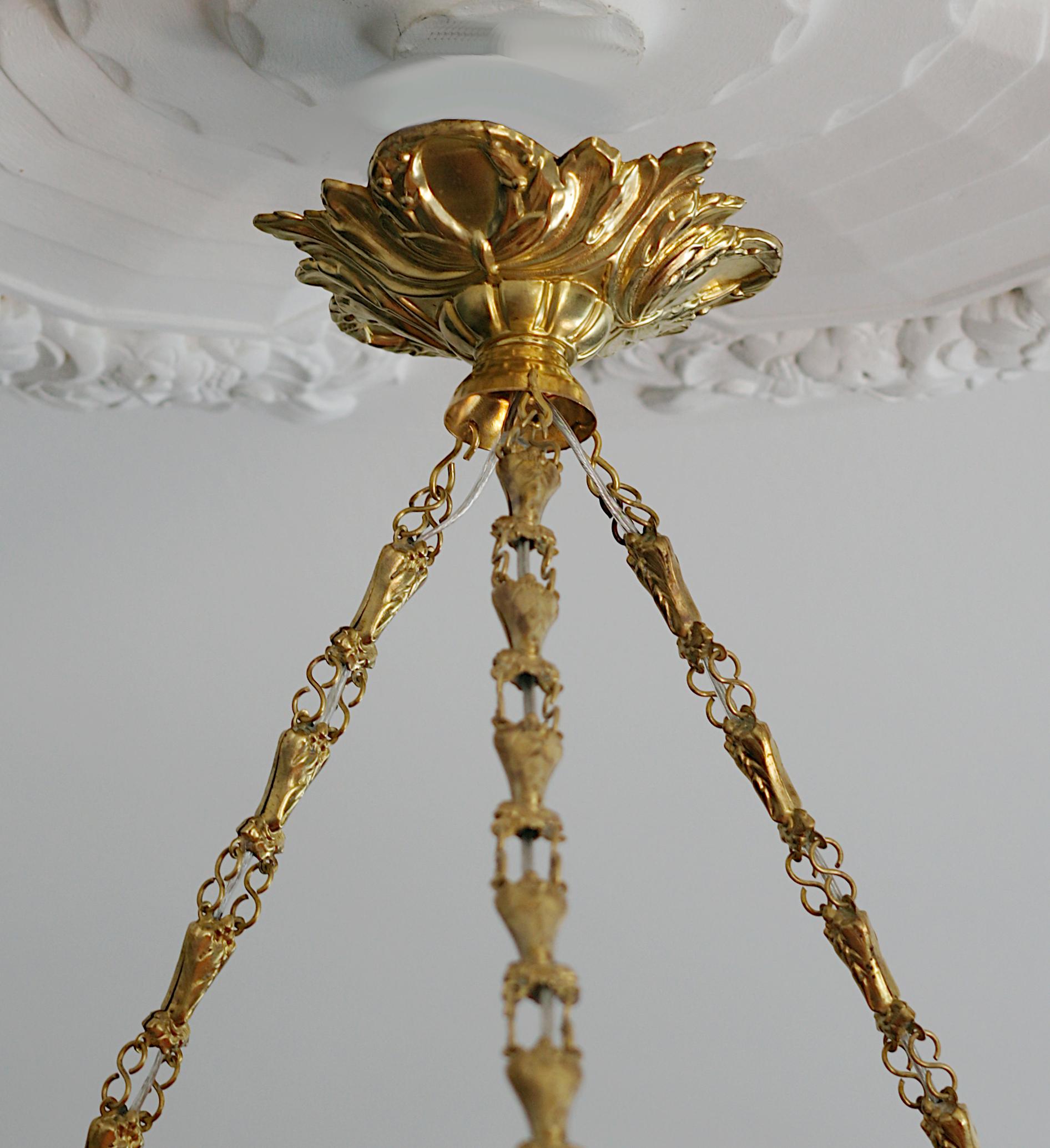 MULLER FRERES French Art Deco Pendant Chandelier, 1920 For Sale 9