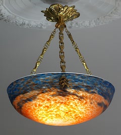 MULLER FRERES French Art Deco Pendant Chandelier, 1920