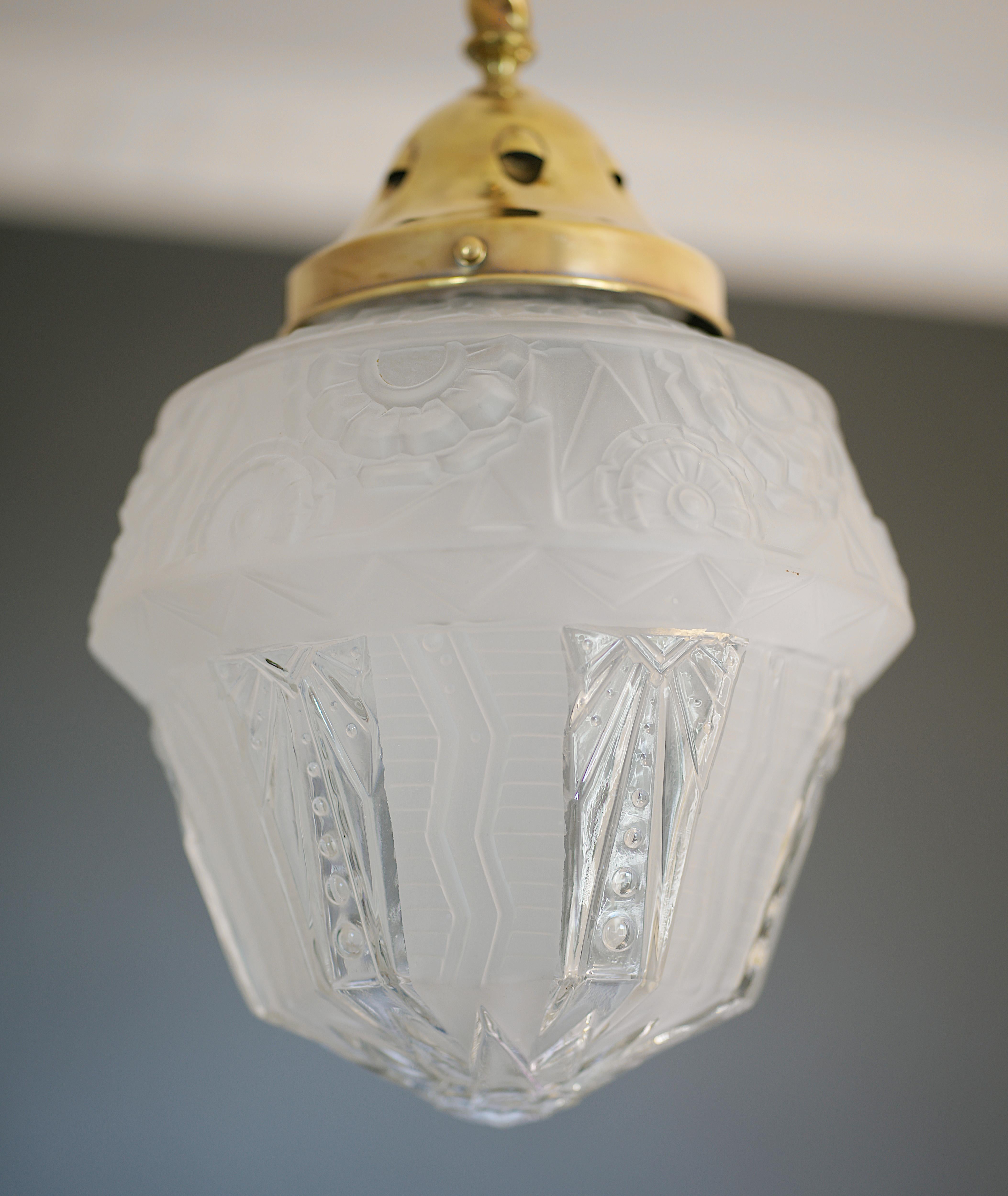 Lustre à pendentif Iler Frères, art déco français, 1920 en vente 1