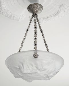 Lustre Art Déco français Muller Frères en forme d'oiseau coquillage, années 1920