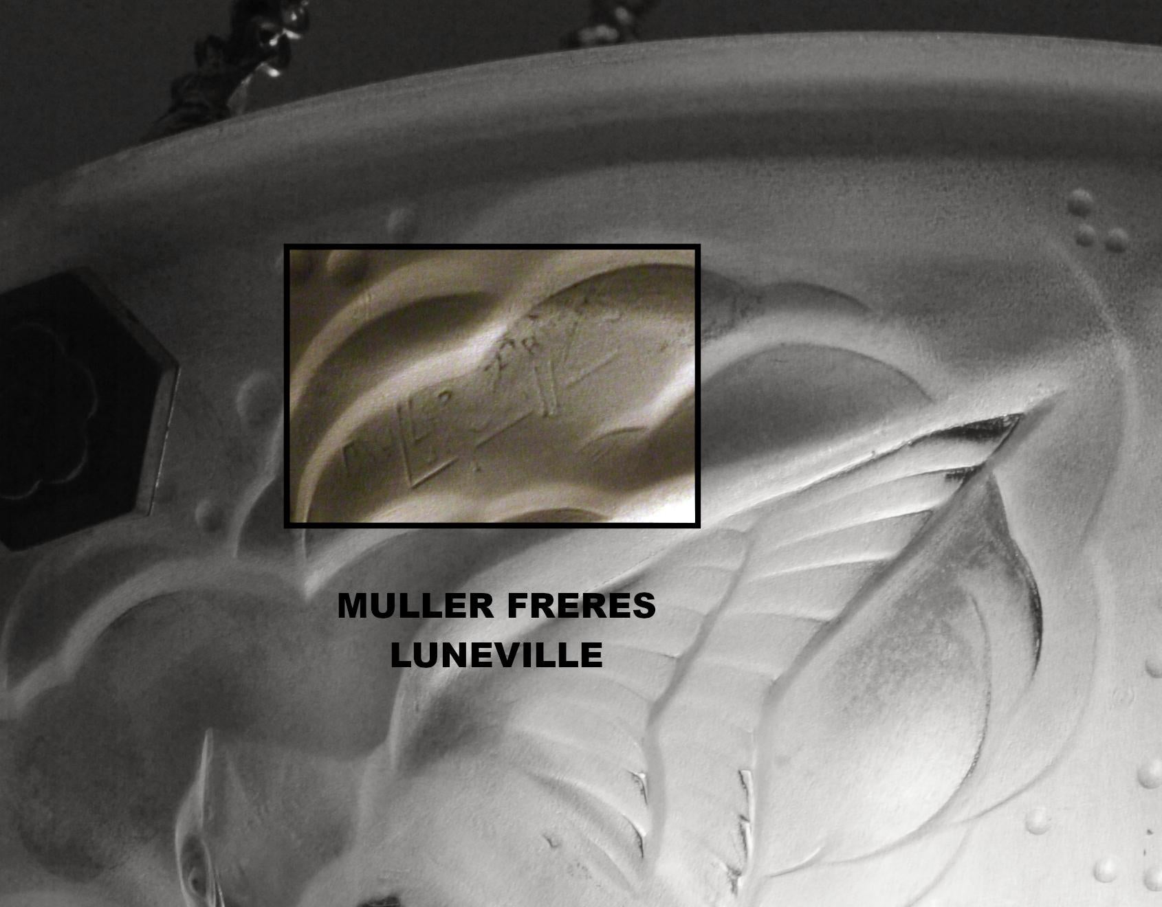 Muller Freres French Art Deco Swallow Bird Chandelier, 1920s 2