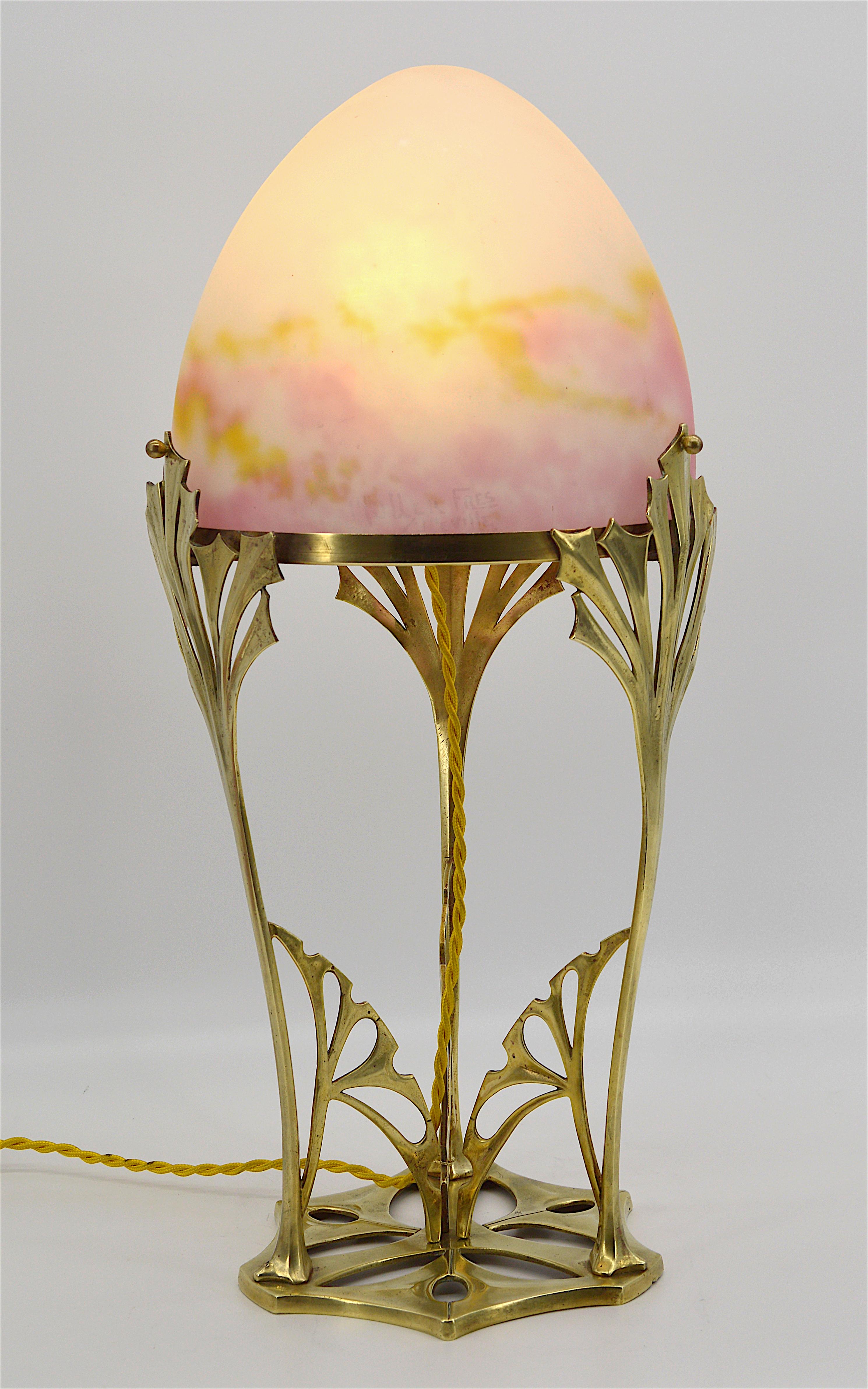 Early 20th Century Muller Freres French Art Nouveau Table Lamp, 1910s