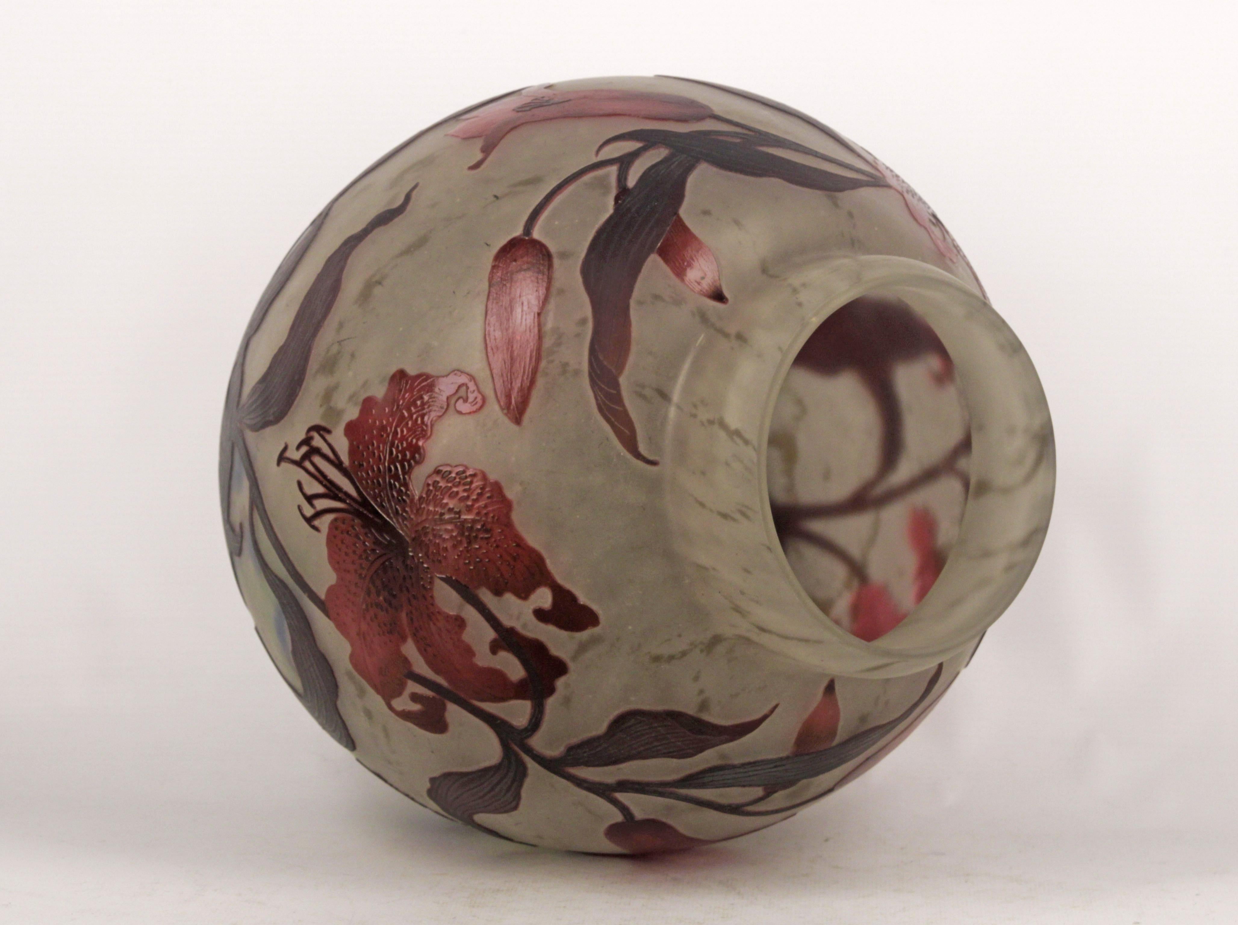 Francese Vaso di vetro Müller Freres in vendita