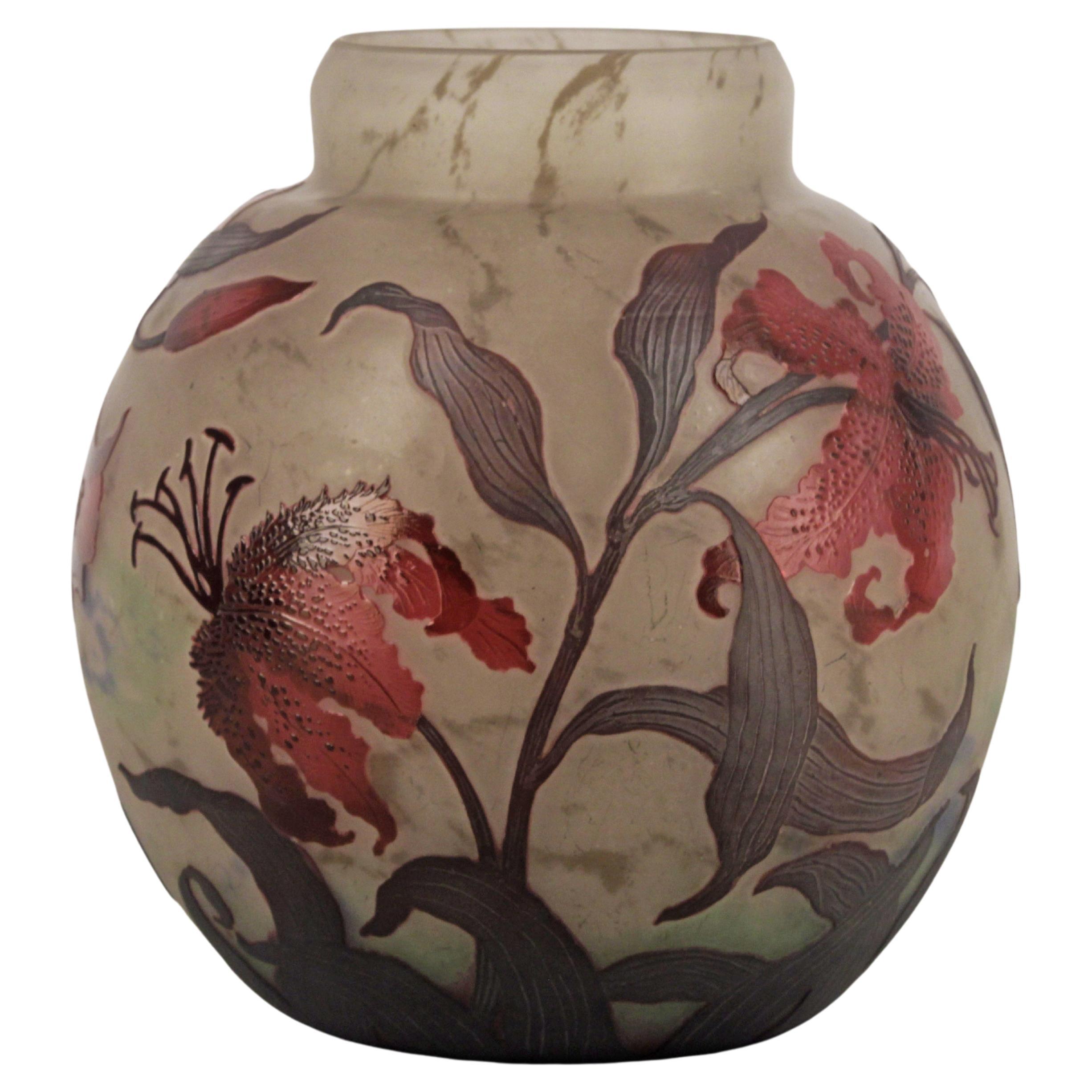 Müller Freres Glass Vase For Sale