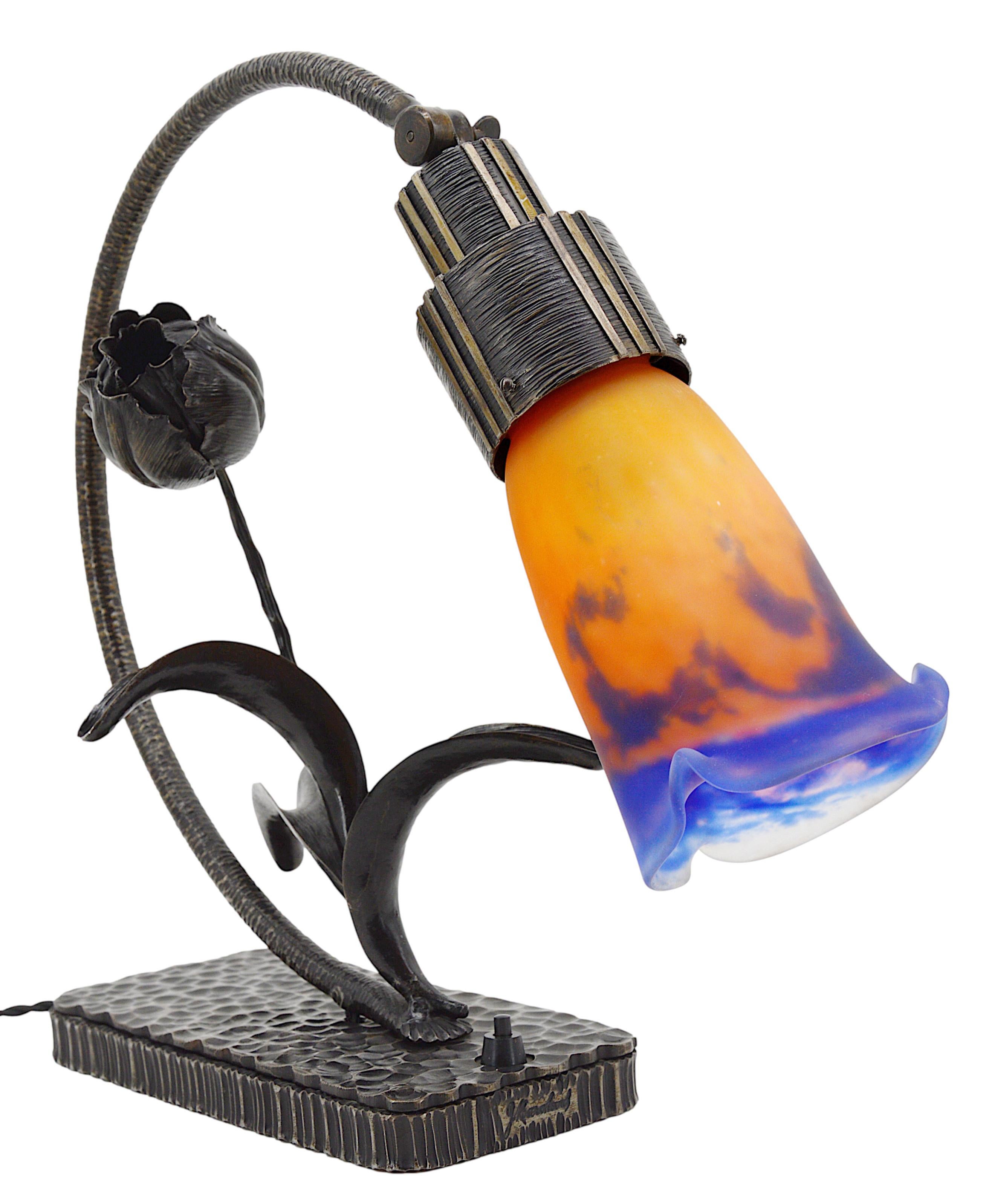 Early 20th Century MULLER FRERES & G.MARCHAND French Art DecoDesk / Table Lamp, ca.1920 For Sale