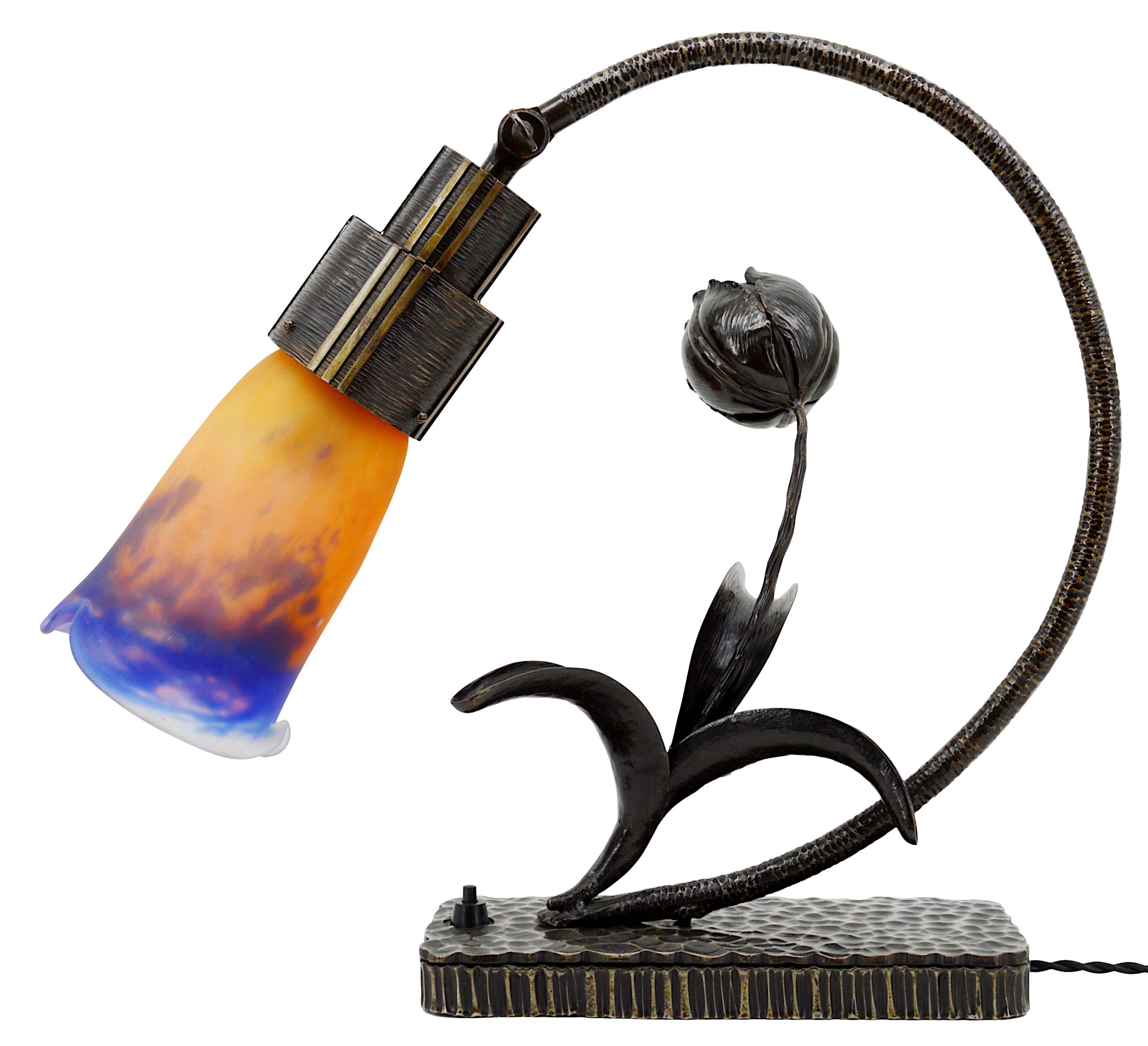 MULLER FRERES & G.MARCHAND French Art DecoDesk / Table Lamp, ca.1920 For Sale 5