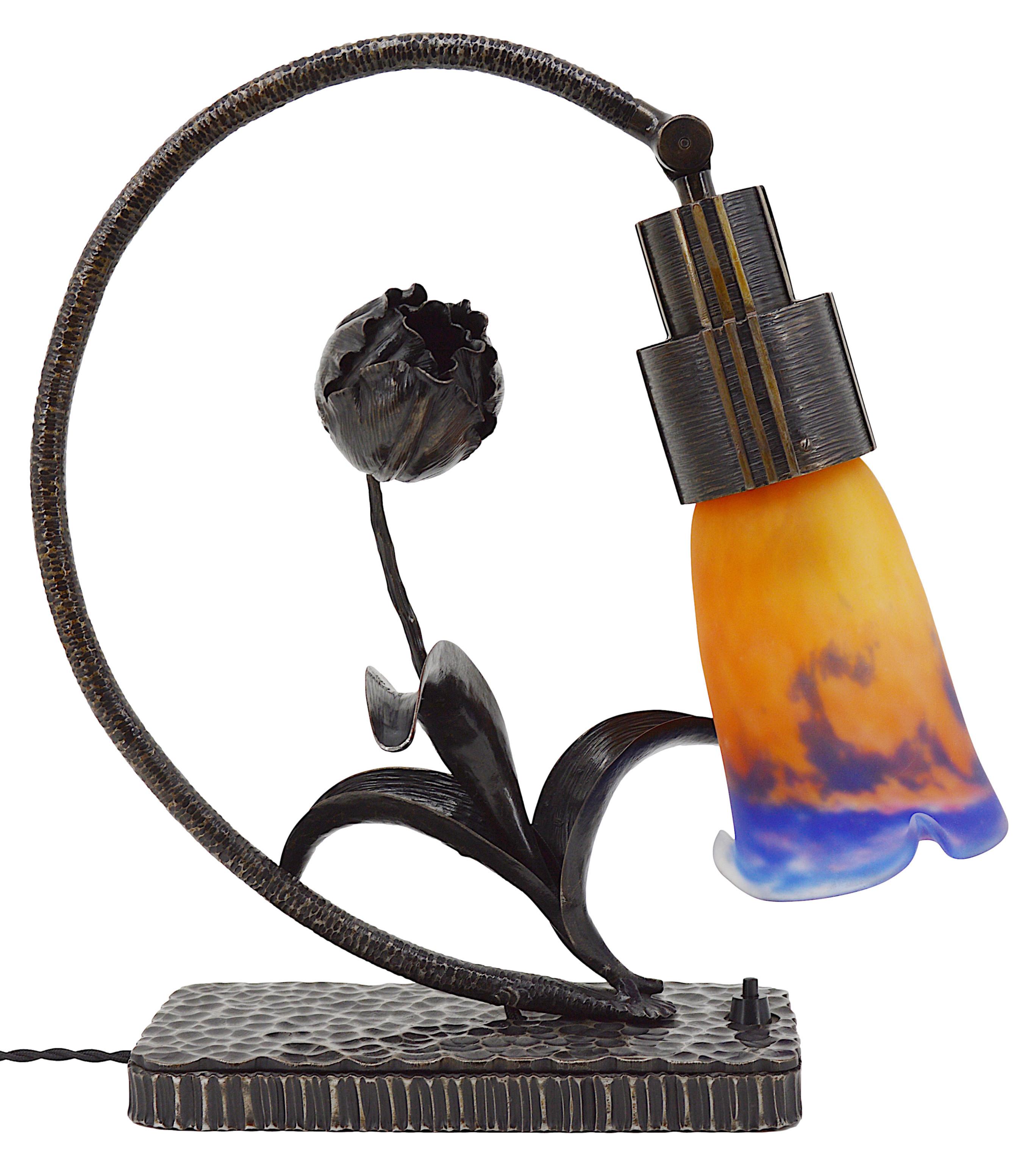 MULLER FRERES & G.MARCHAND Lámpara francesa Art Nouveau / Déco de sobremesa / mesa, década de 1910 en venta 5