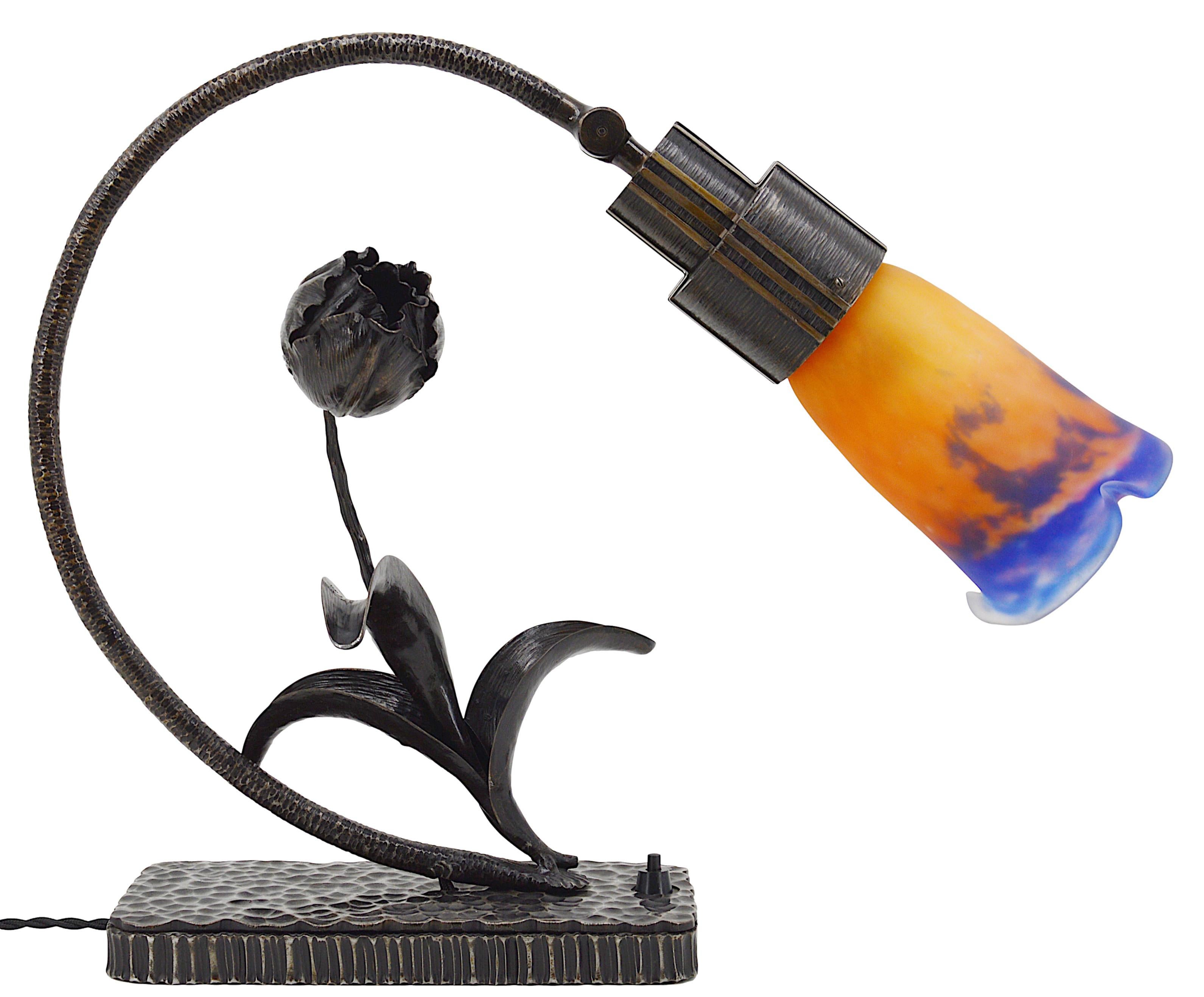 MULLER FRERES & G.MARCHAND Lámpara francesa Art Nouveau / Déco de sobremesa / mesa, década de 1910 en venta 6