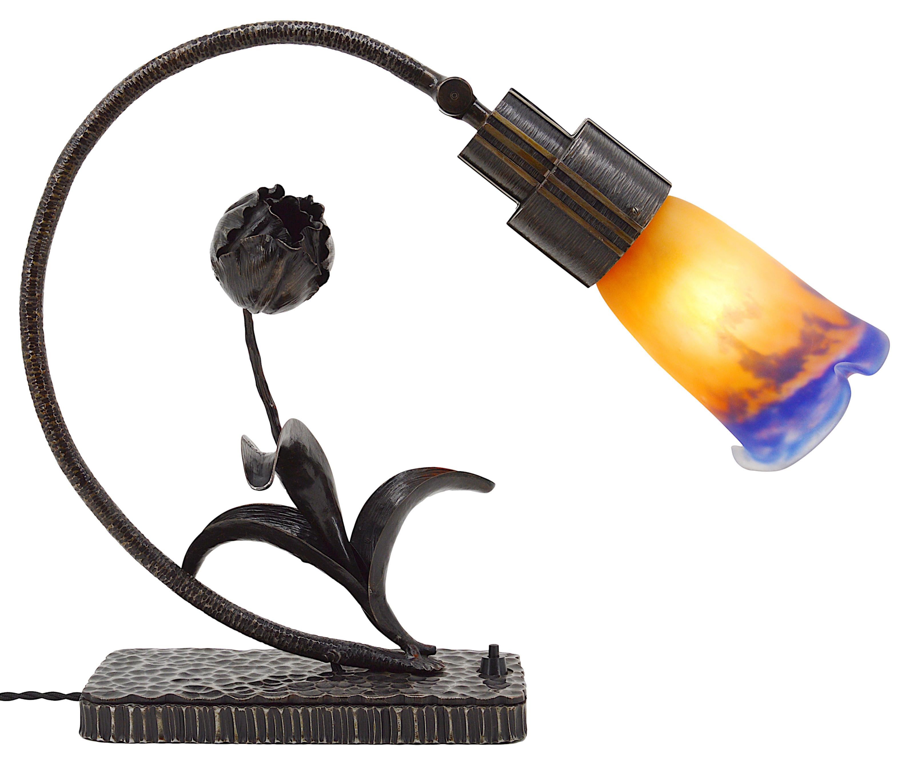 MULLER FRERES & G.MARCHAND Lámpara francesa Art Nouveau / Déco de sobremesa / mesa, década de 1910 en venta 7