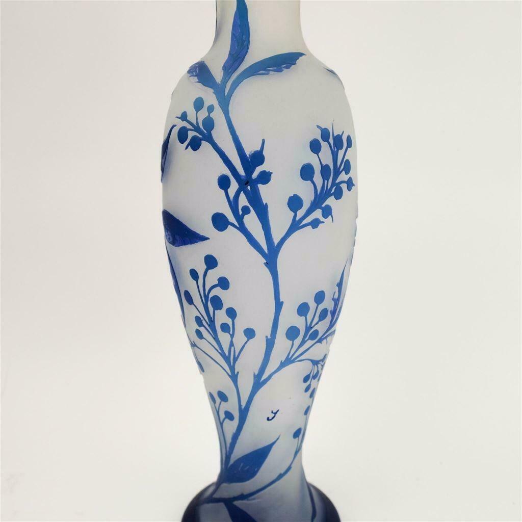 Hand-Carved Muller Freres Luneville Art Deco Intercalaire Art Glass Vase 'Large Model' For Sale