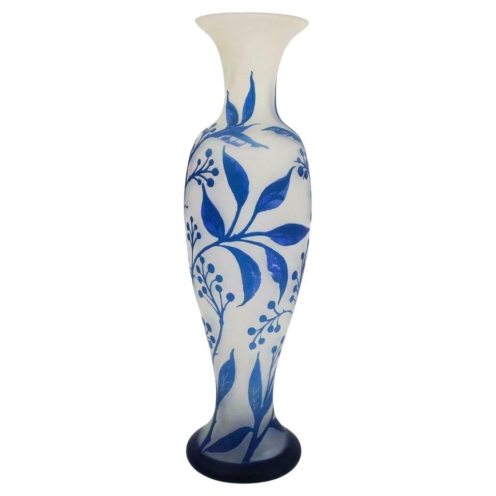 Vase en verre d'art intercalaire Art Déco Muller Freres Luneville (large modèle) en vente
